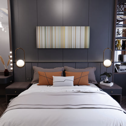 Bedroom interior with Sasha Prendes - Brooklyn Stripped Down Frome on the wall