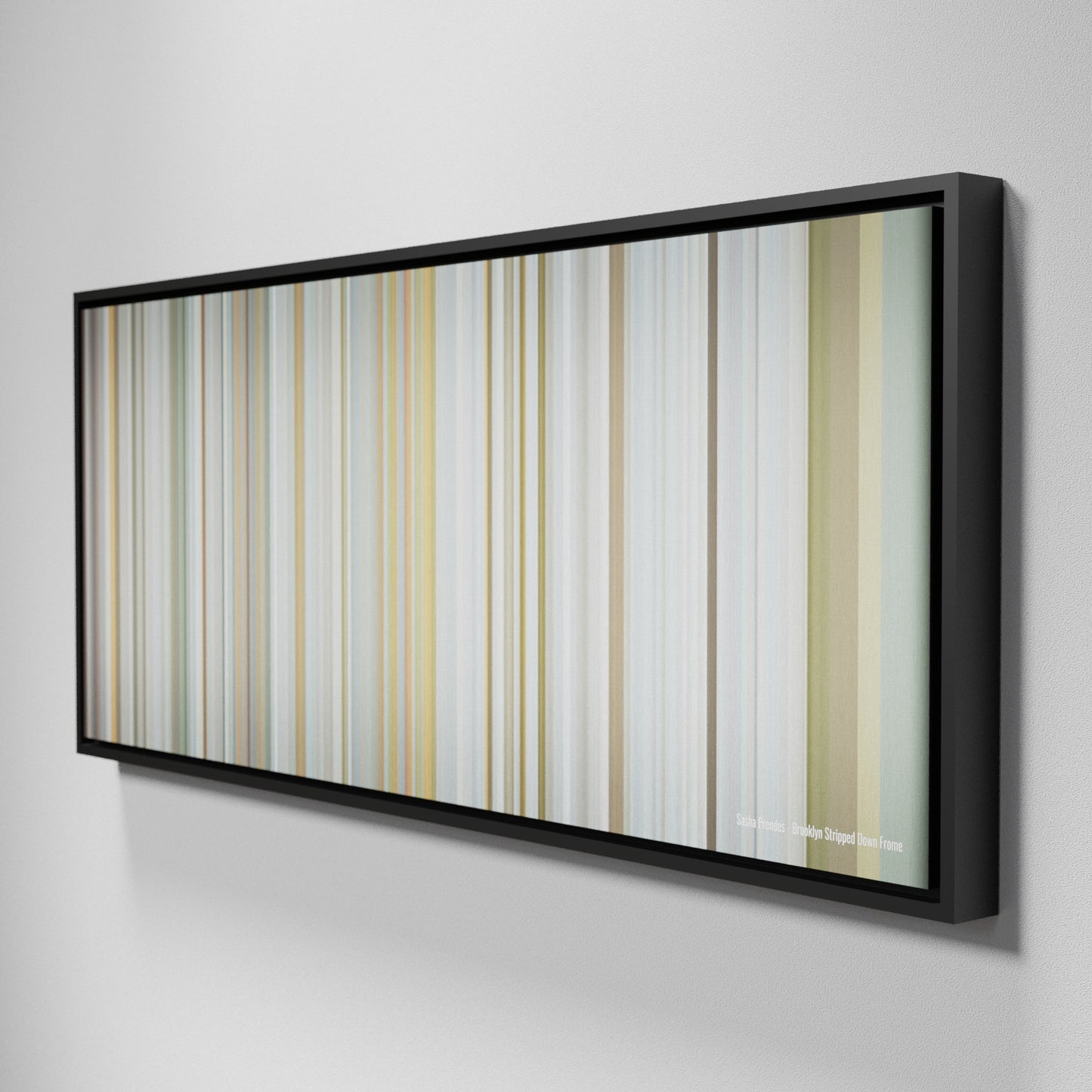 Side view of Framed Buff's of Sasha Prendes - Brooklyn Stripped Down Frome on the wall
