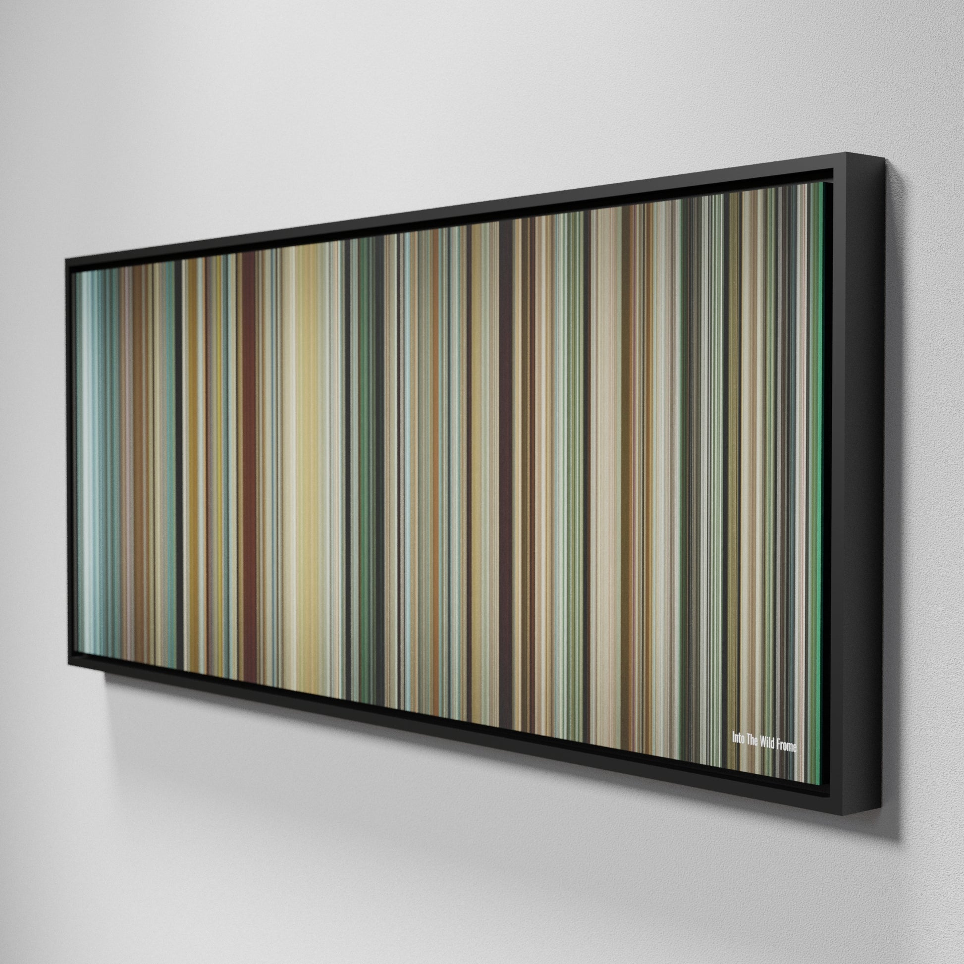 Side view of Framed Buff's of Into-The-Wild Frome on the wall