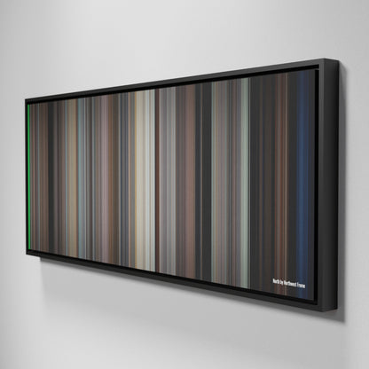 Side view of Framed Buff's of North-by-Northwest Frome on the wall