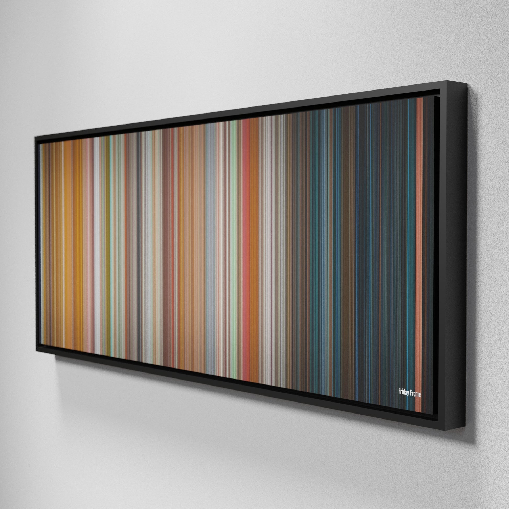 Side view of Framed Buff's of Friday Frome on the wall