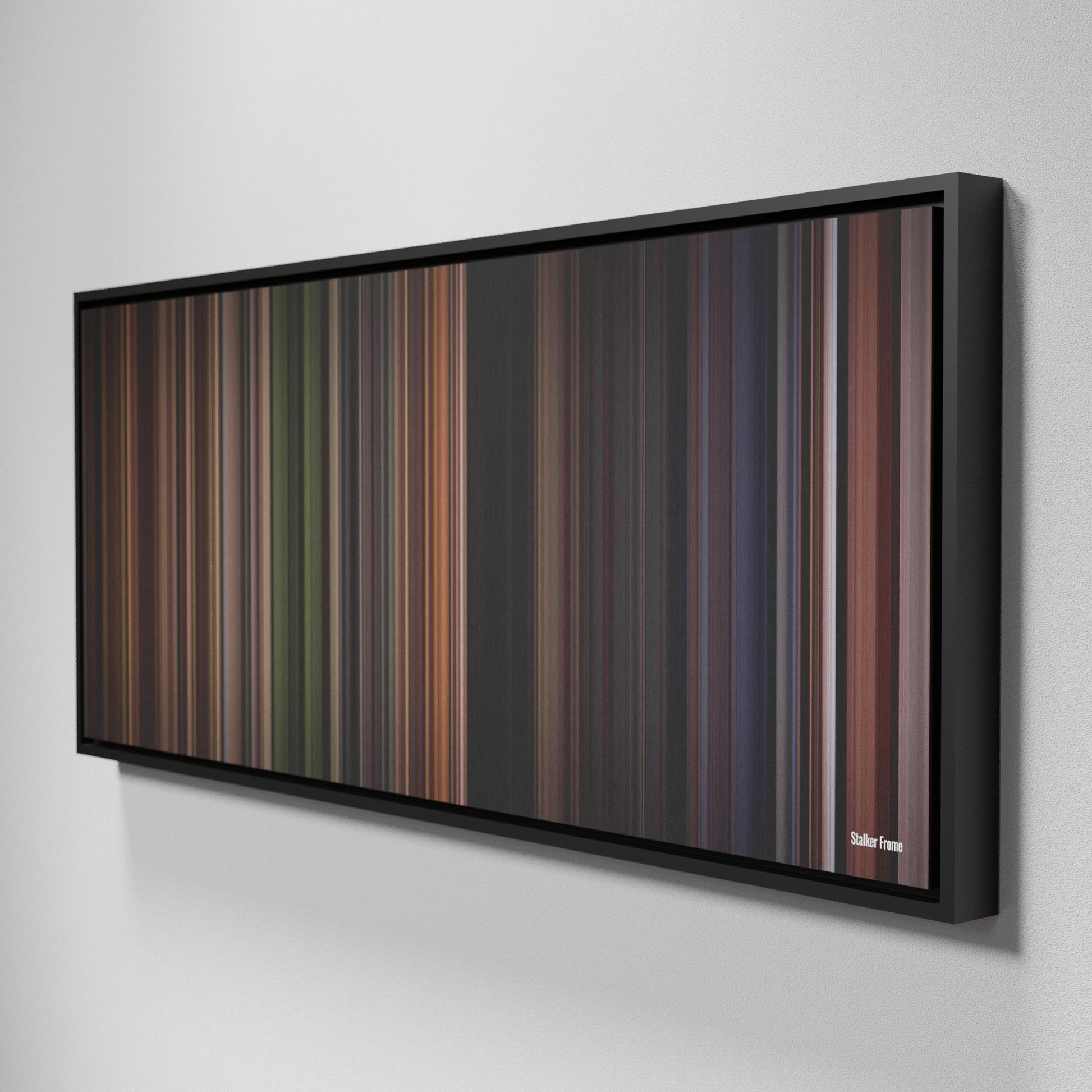 Side view of Framed Buff's of Stalker Frome on the wall