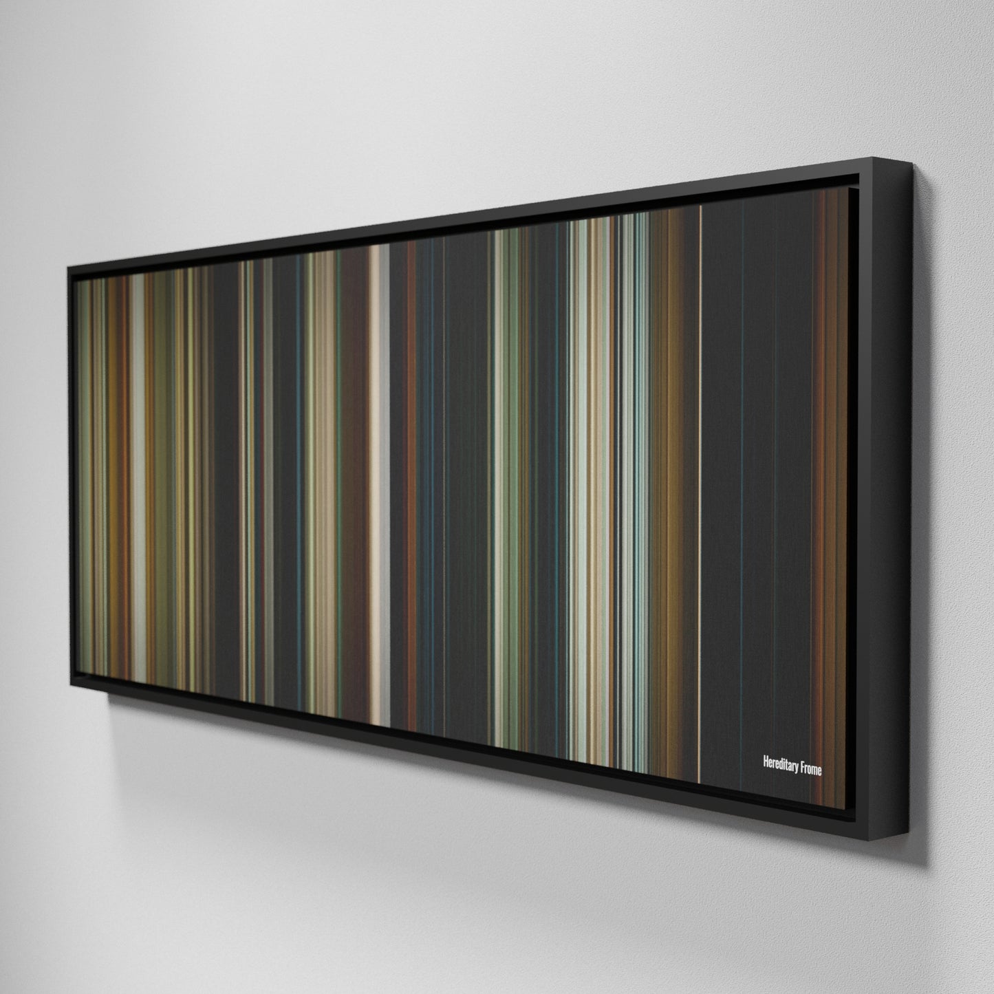 Side view of Framed Buff's of Hereditary Frome on the wall