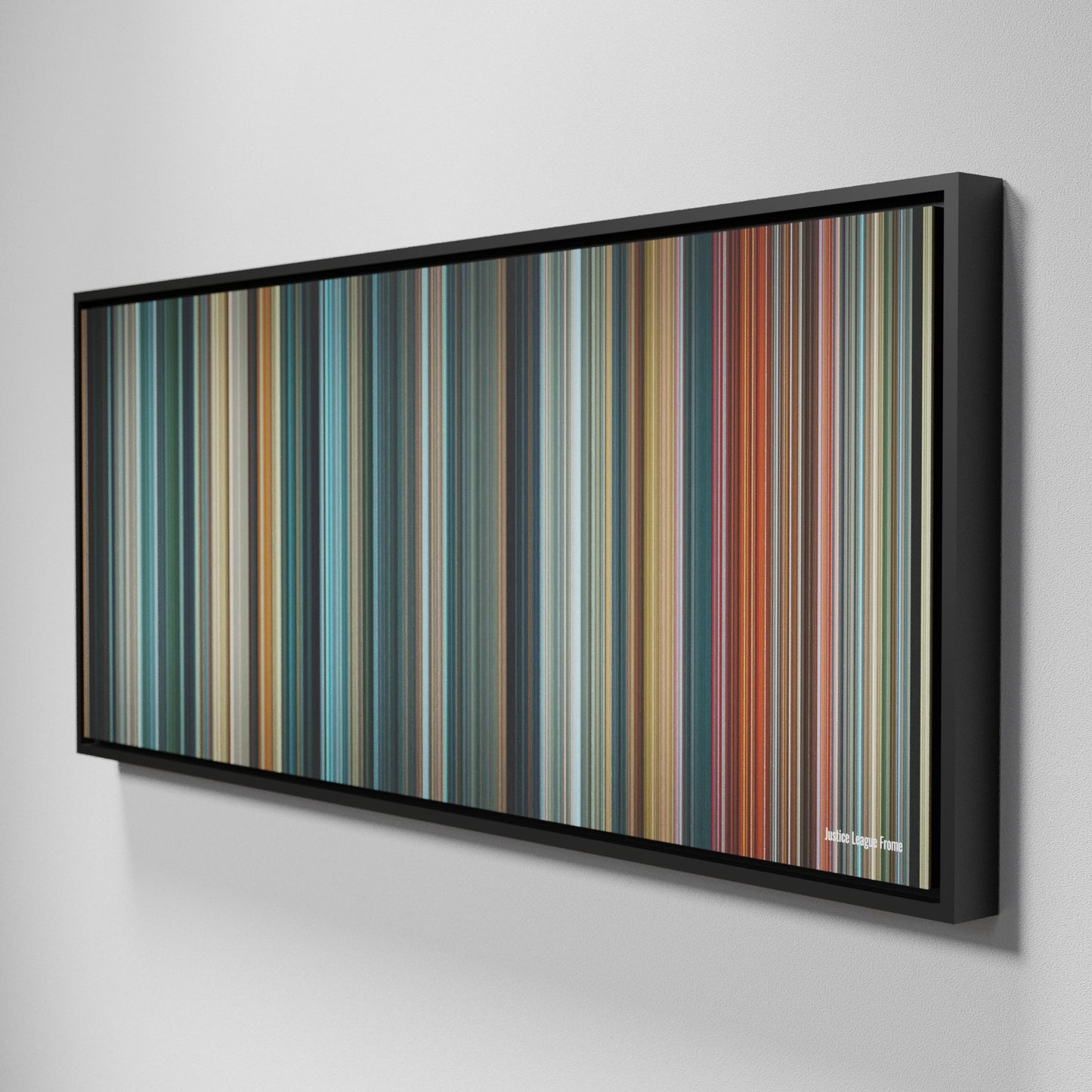 Side view of Framed Buff's of Justice-League Frome on the wall