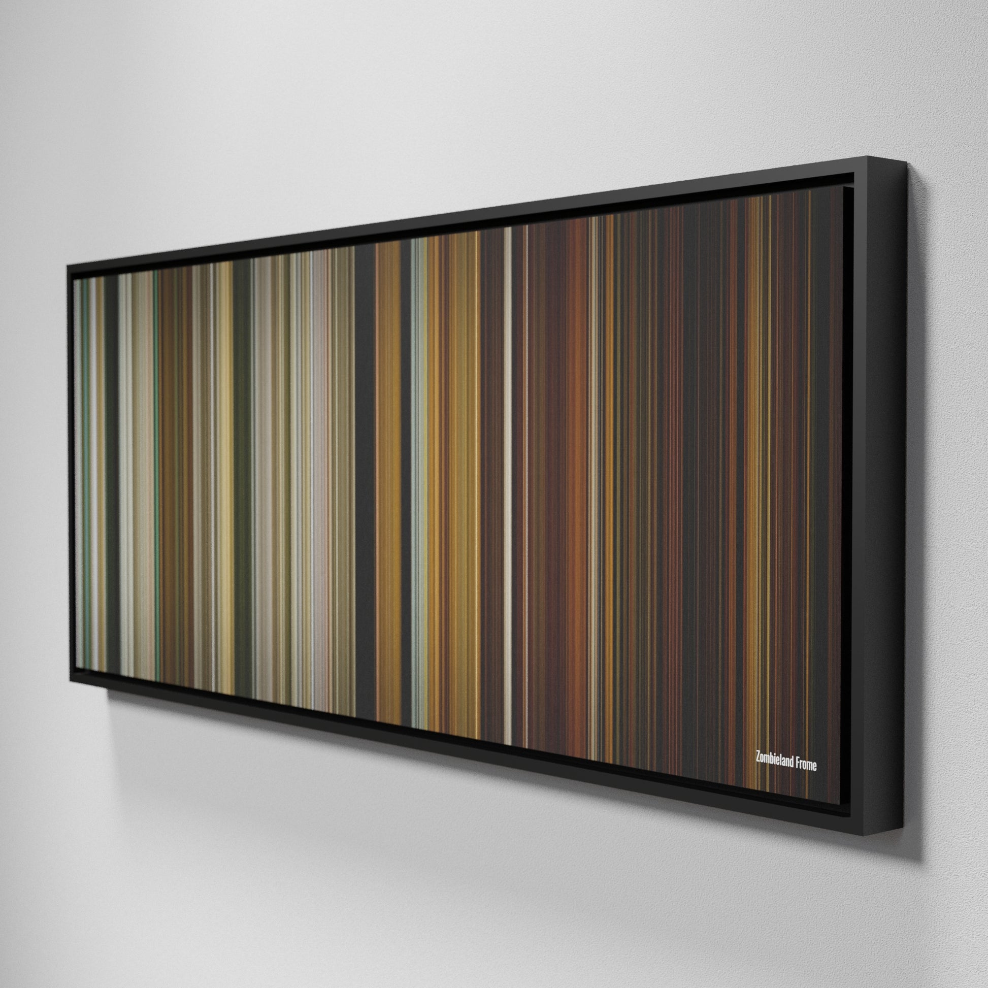 Side view of Framed Buff's of Zombieland Frome on the wall