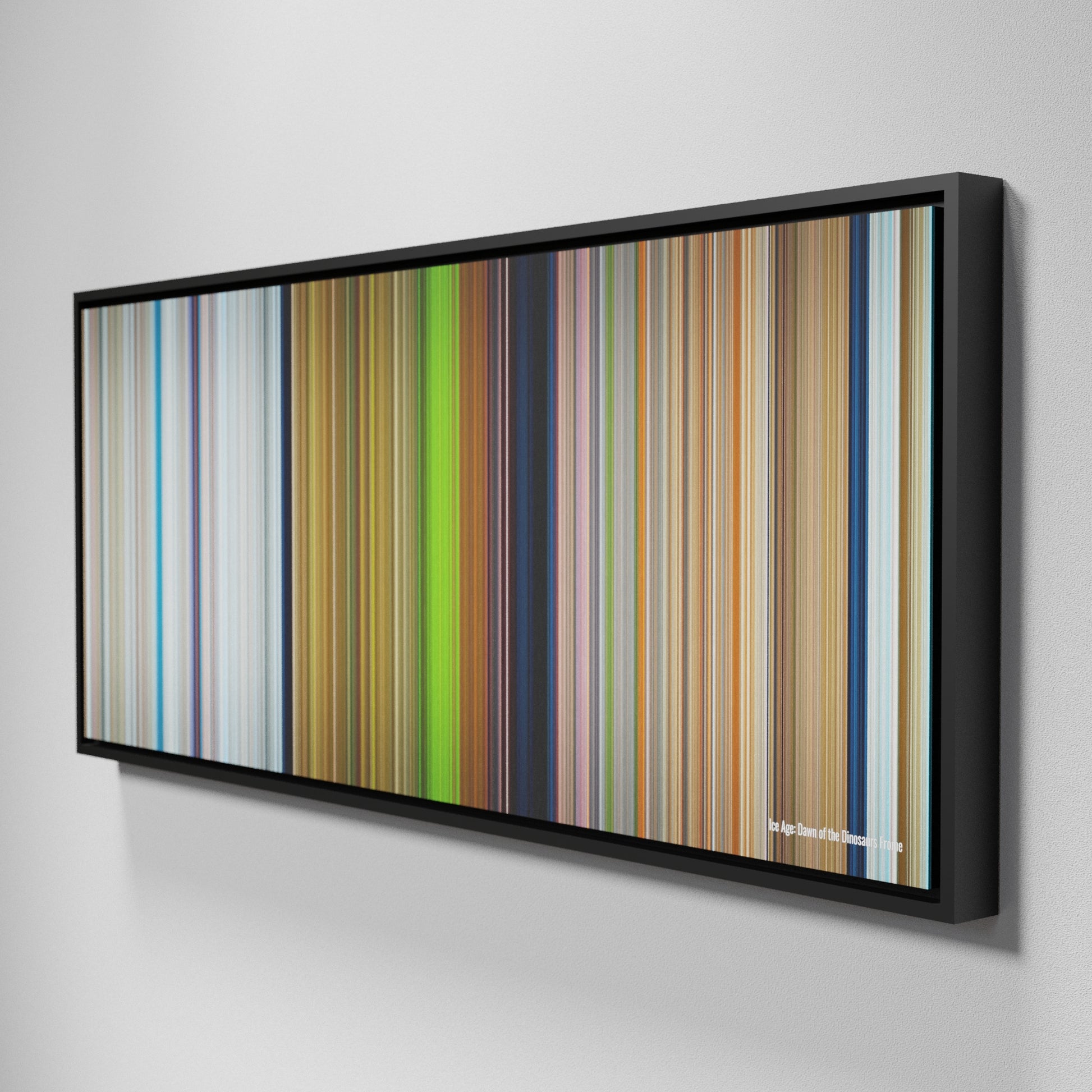 Side view of Framed Buff's of Ice-Age-Dawn-of-the-Dinosaurs Frome on the wall