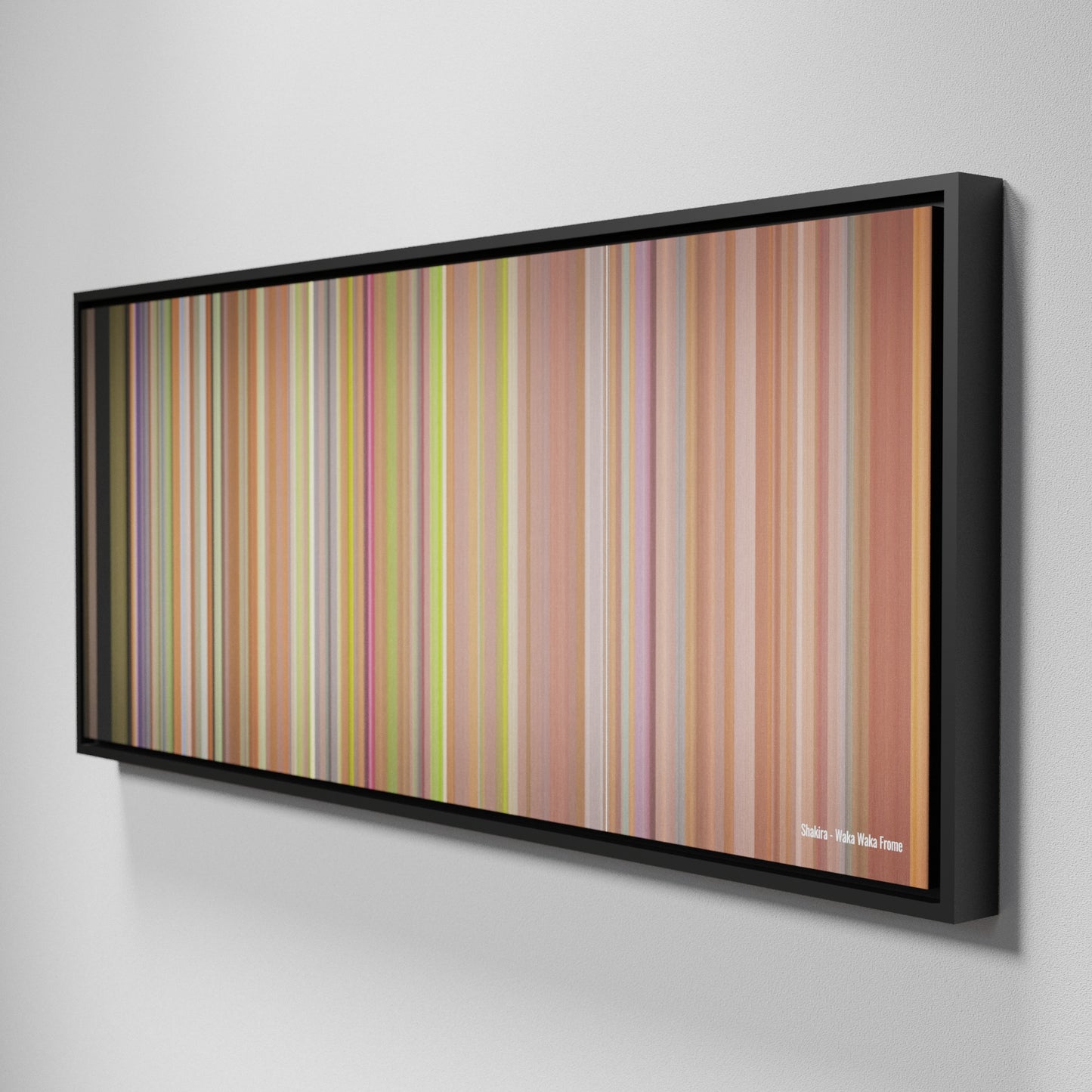 Side view of Framed Buff's of Shakira-Waka-Waka Frome on the wall