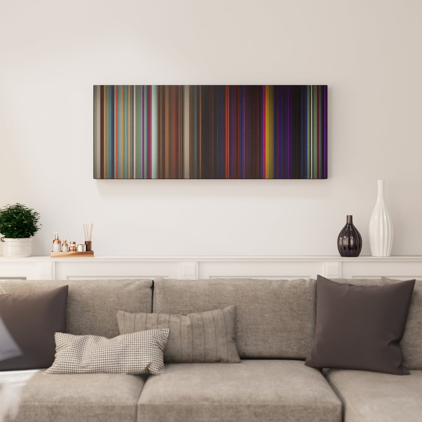 Living room interior with J-Balvin-Willy-William-Mi-Gente Frome on the wall