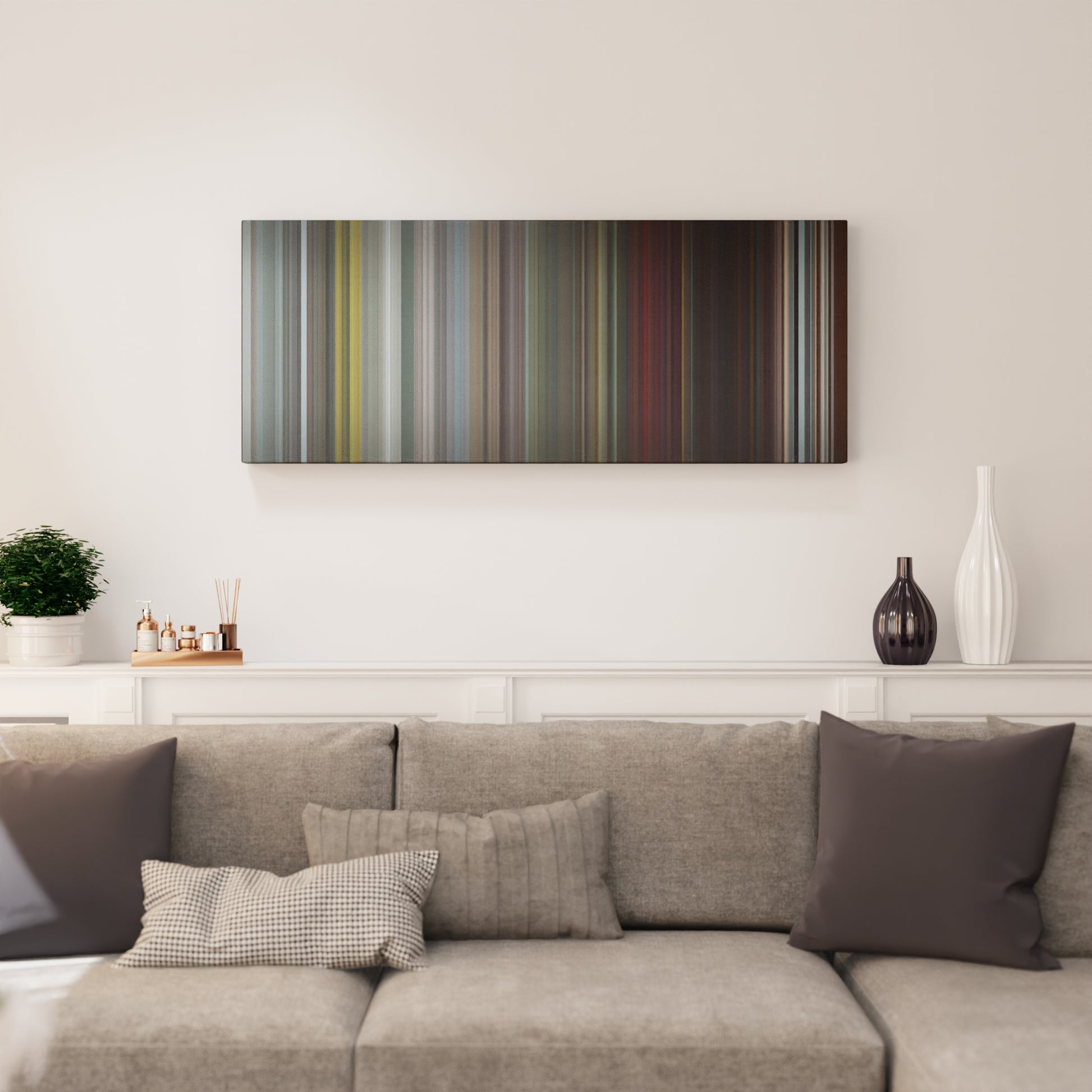 Living room interior with Charlie-Puth-We-Dont-Talk-Anymore Frome on the wall