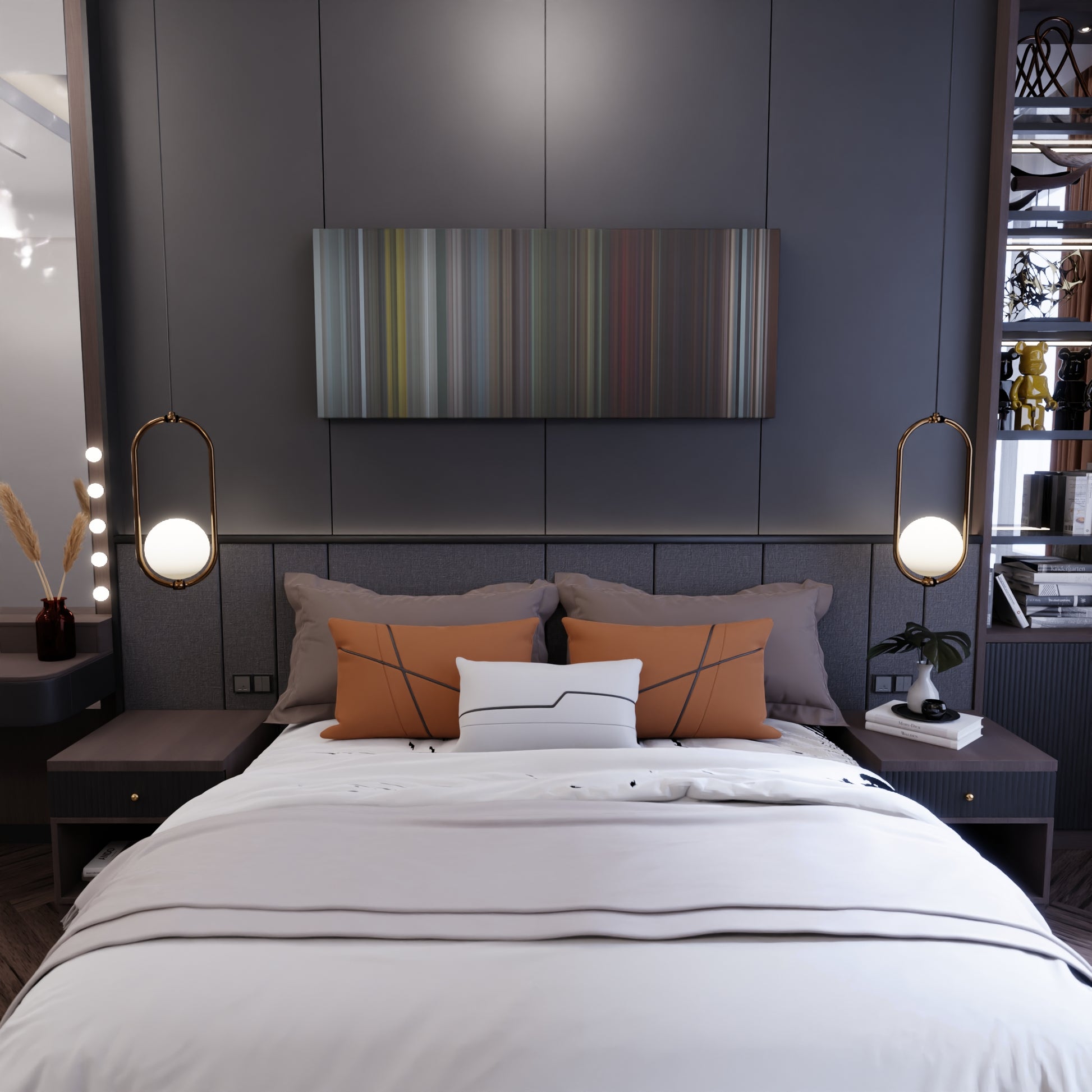 Bedroom interior with Charlie-Puth-We-Dont-Talk-Anymore Frome on the wall