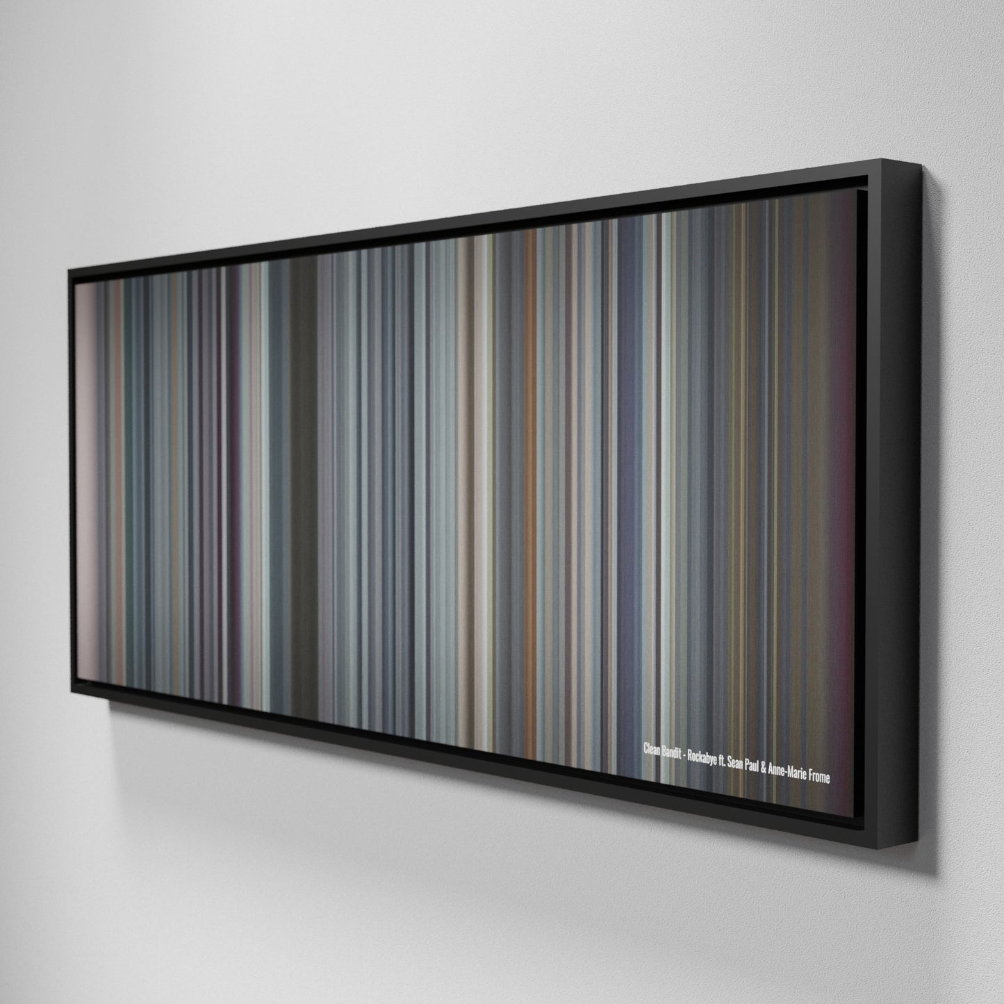 Side view of Framed Buff's of Clean-Bandit-Rockabye Frome on the wall