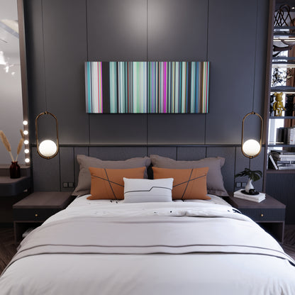 Bedroom interior with Calvin-Harris-This-Is-What-You-Came-For Frome on the wall