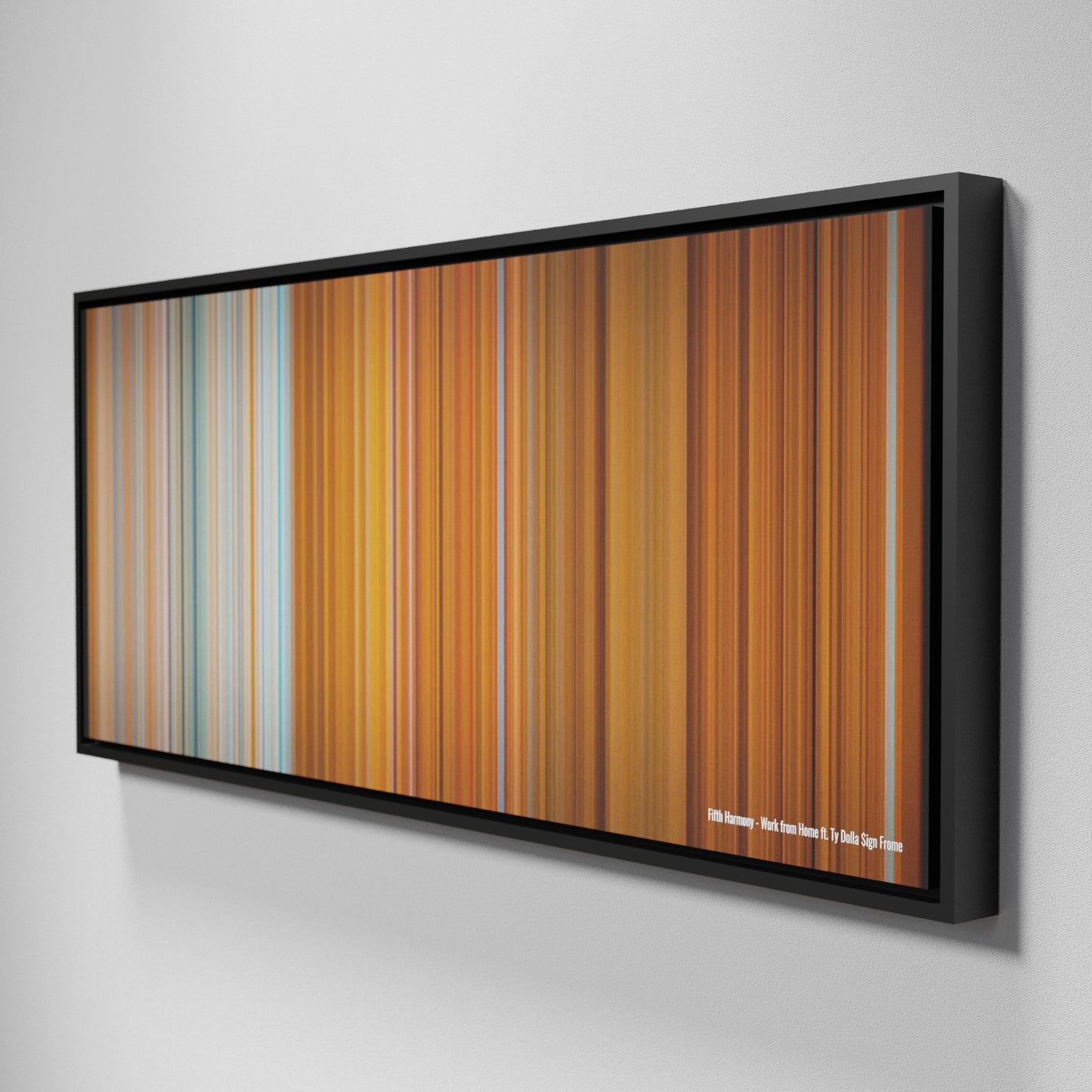 Side view of Framed Buff's of Fifth-Harmony-Work-from-Home Frome on the wall