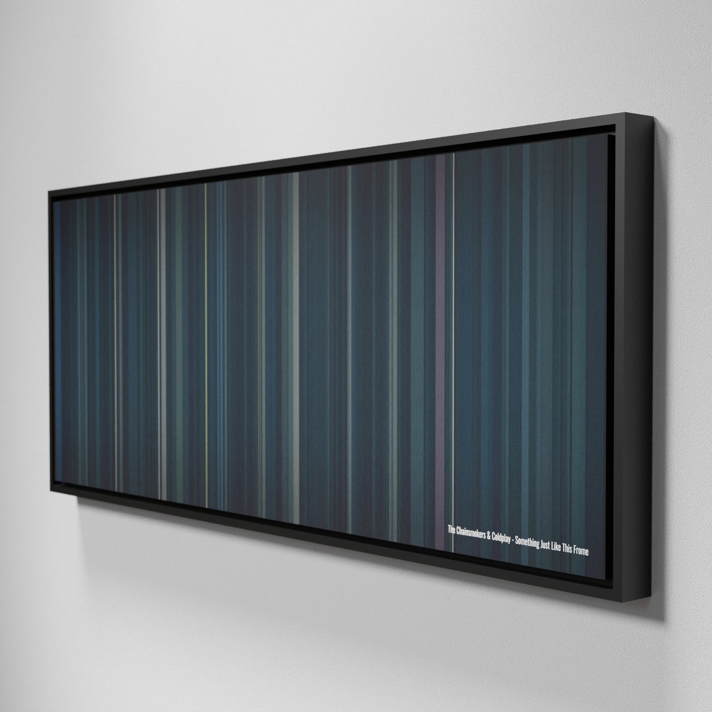 Side view of Framed Buff's of The-Chainsmokers--Coldplay-Something-Just-Like-This Frome on the wall