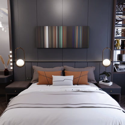 Bedroom interior with Future-Life-Is-Good Frome on the wall