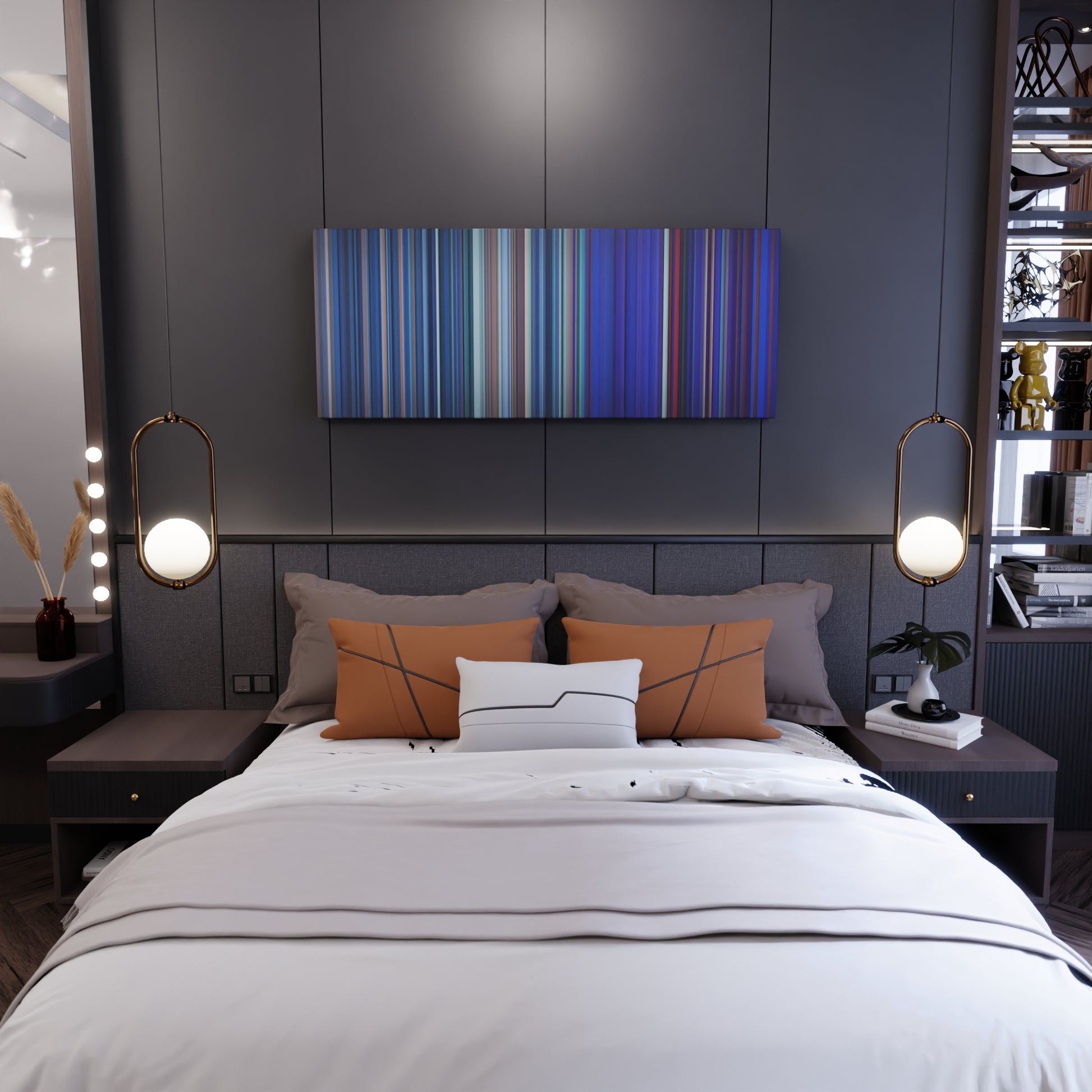 Bedroom interior with Ariana-Grande-Side-To-Side Frome on the wall