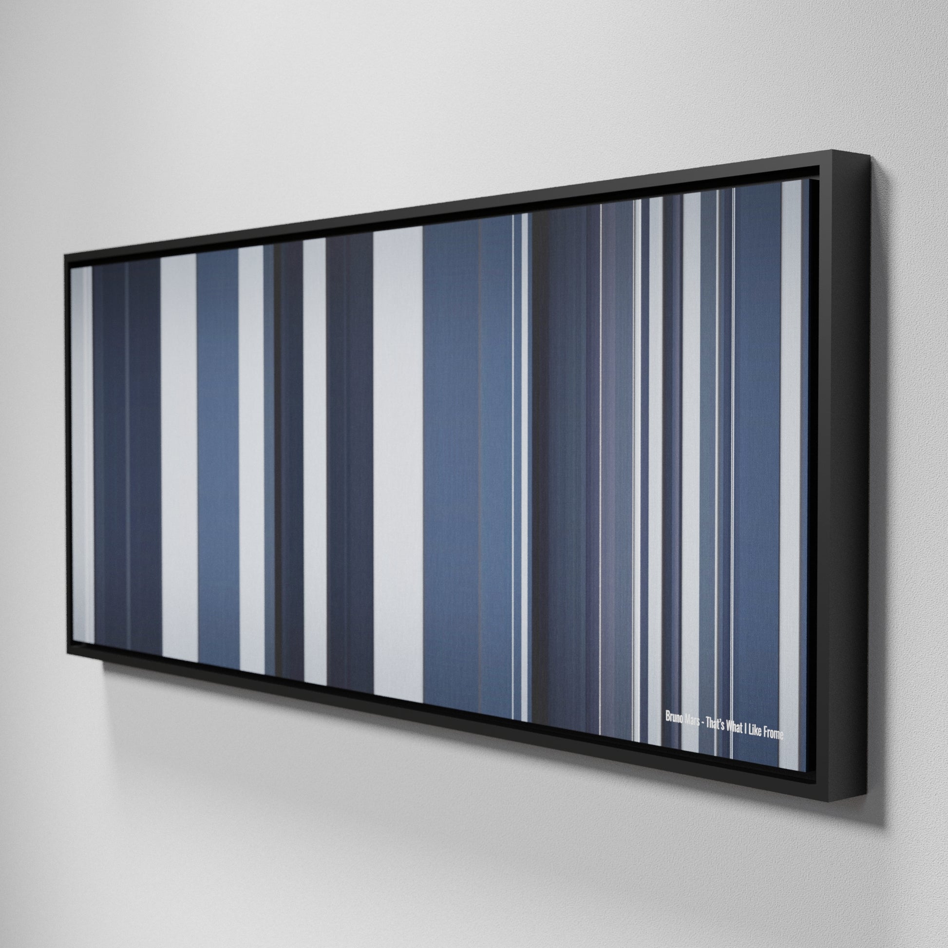 Side view of Framed Buff's of Bruno-Mars-Thats-What-I-Like Frome on the wall