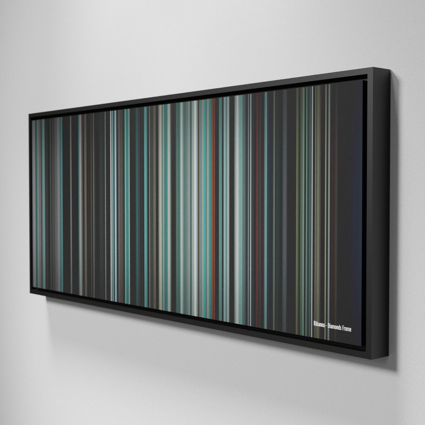 Side view of Framed Buff's of Rihanna-Diamonds Frome on the wall