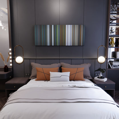 Bedroom interior with Anuel-AA-Daddy-Yankee-Karol-G-Ozuna--J-Balvin-China Frome on the wall