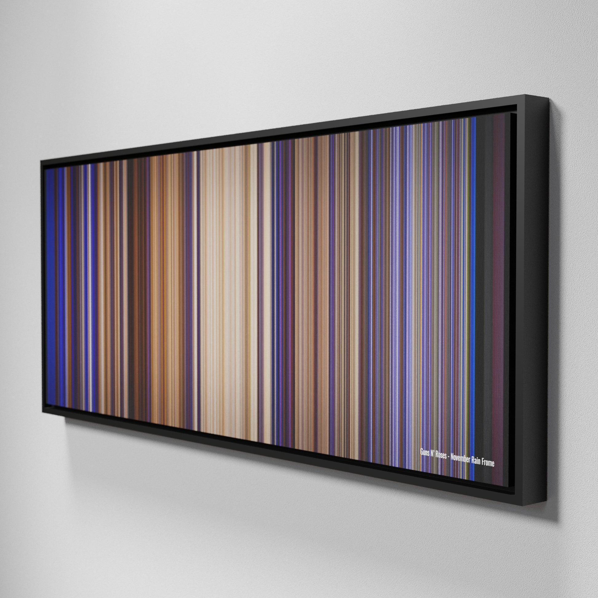 Side view of Framed Buff's of Guns-N-Roses-November-Rain Frome on the wall