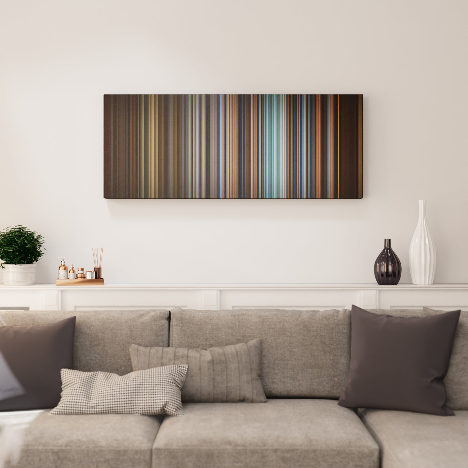 Living room interior with Maluma-Felices-los-4 Frome on the wall