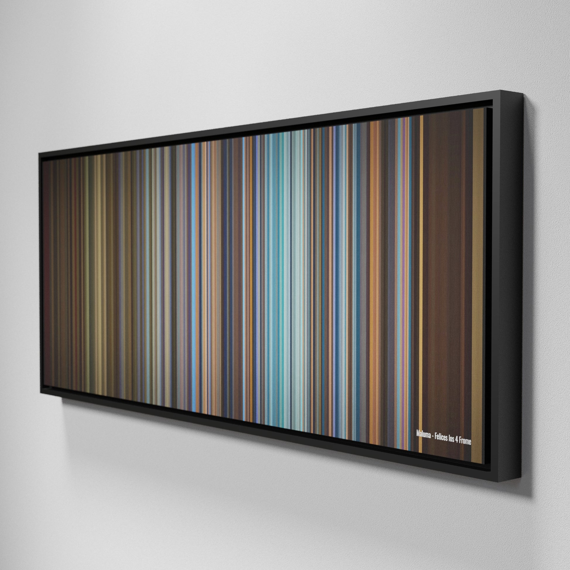 Side view of Framed Buff's of Maluma-Felices-los-4 Frome on the wall