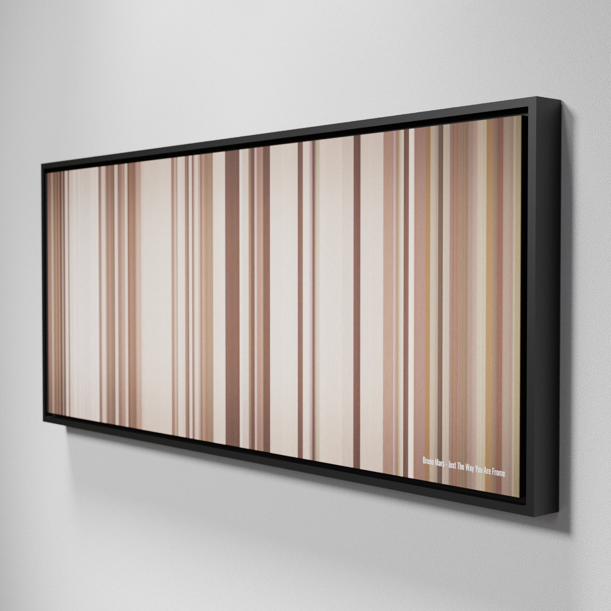 Side view of Framed Buff's of Bruno-Mars-Just-The-Way-You-Are Frome on the wall