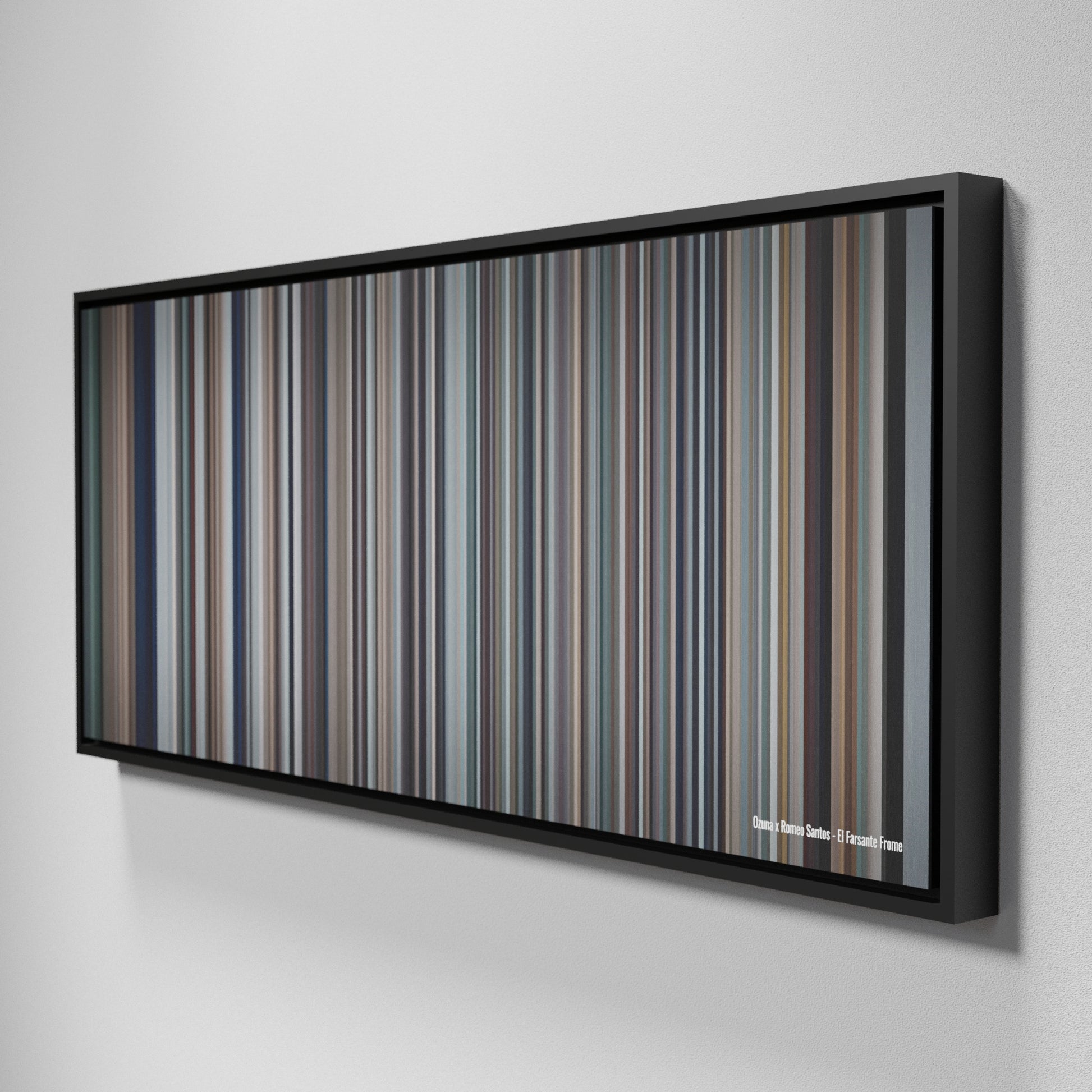 Side view of Framed Buff's of Ozuna-x-Romeo-Santos-El-Farsante Frome on the wall