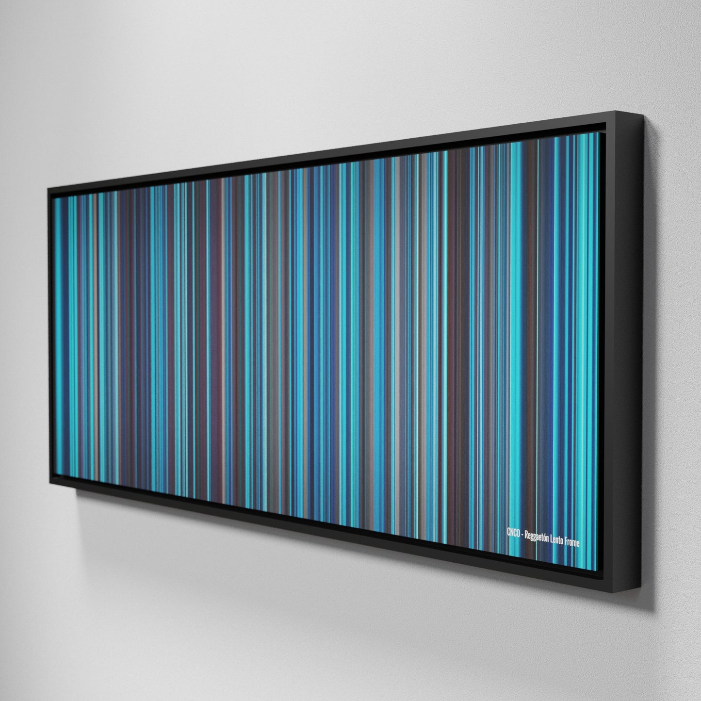 Side view of Framed Buff's of CNCO-Reggaeton-Lento Frome on the wall