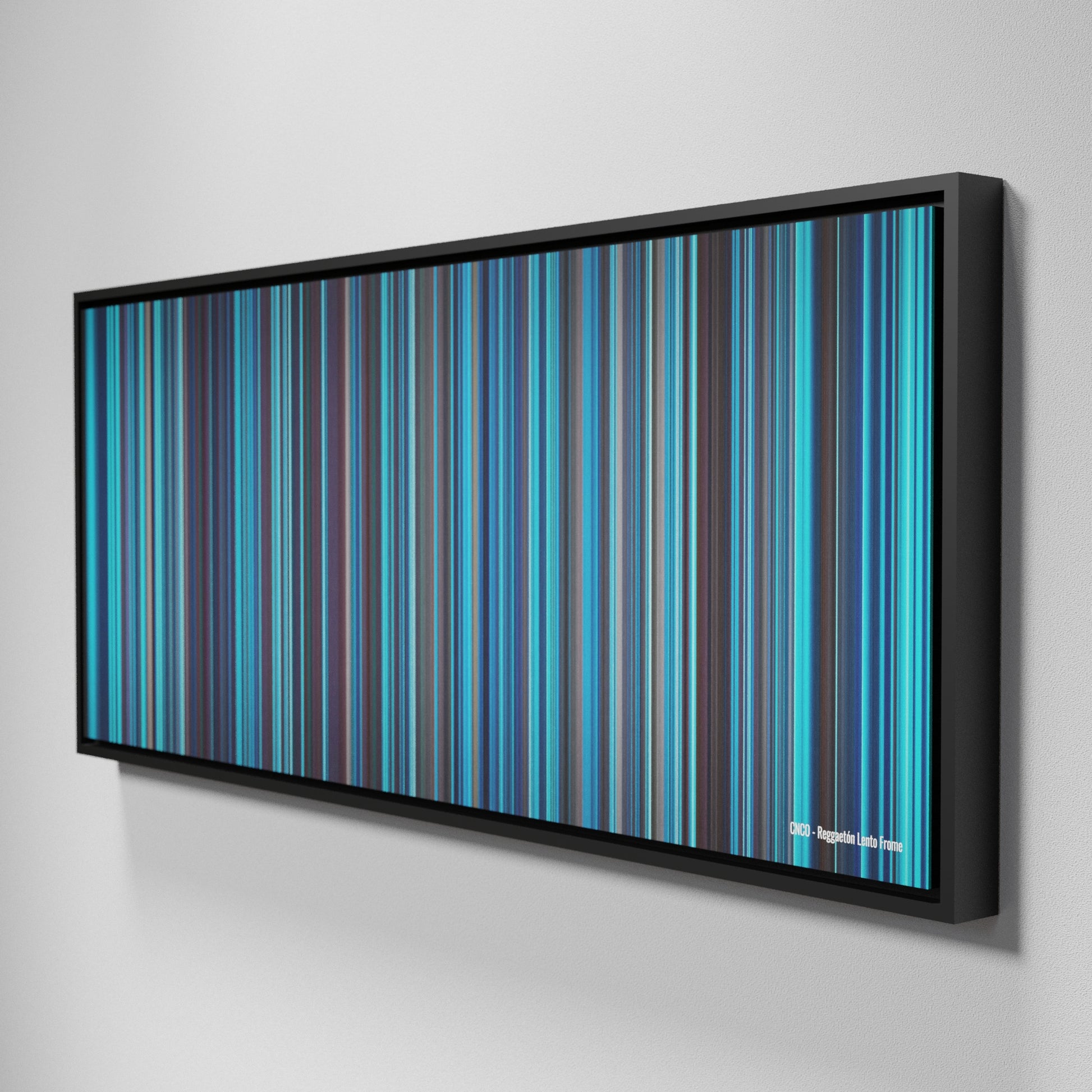 Side view of Framed Buff's of CNCO-Reggaeton-Lento Frome on the wall