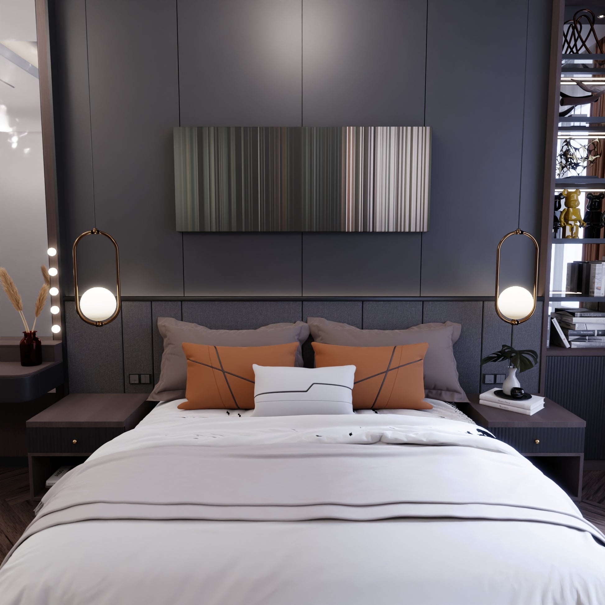 Bedroom interior with Eminem-Not-Afraid Frome on the wall