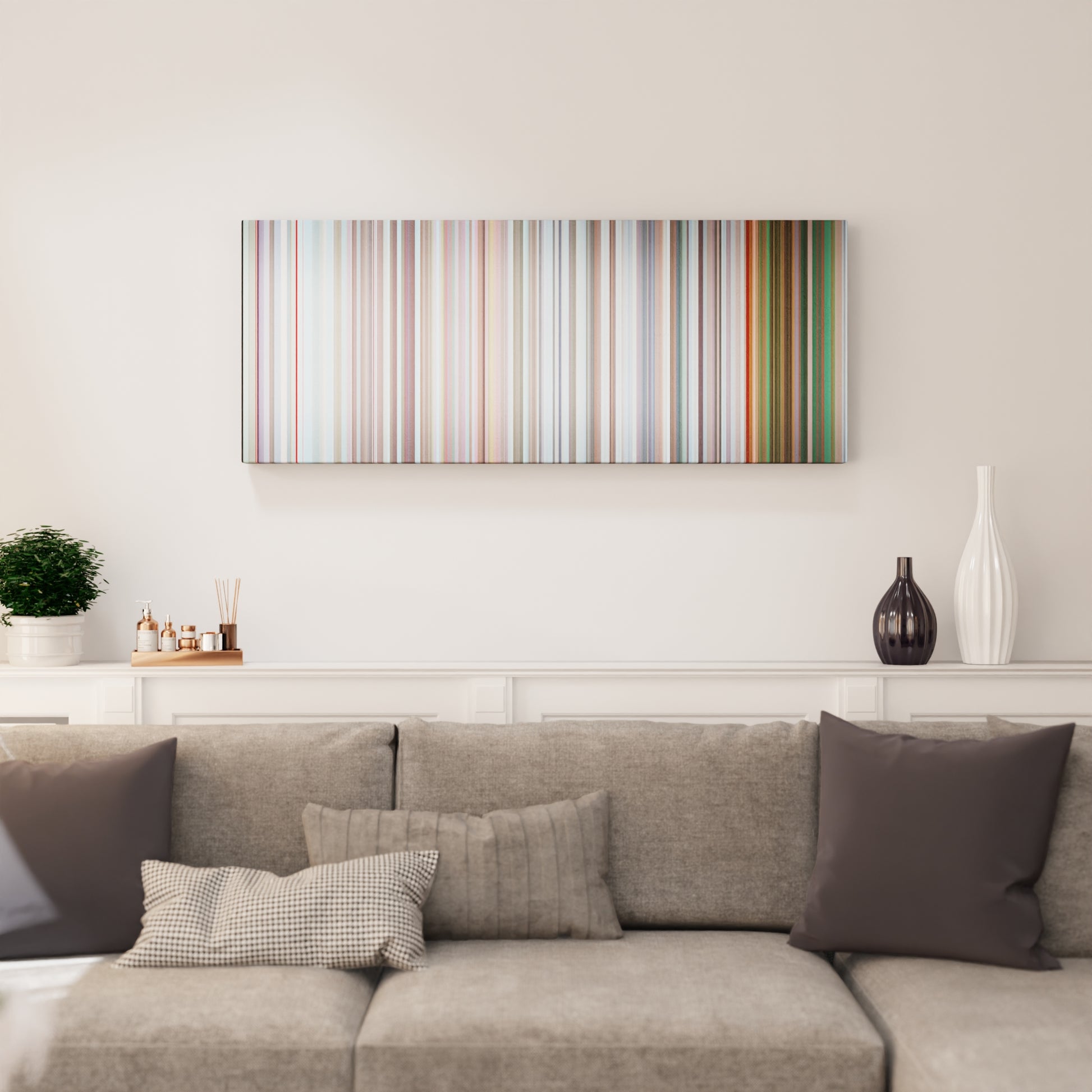 Living room interior with Maluma-Corazon Frome on the wall