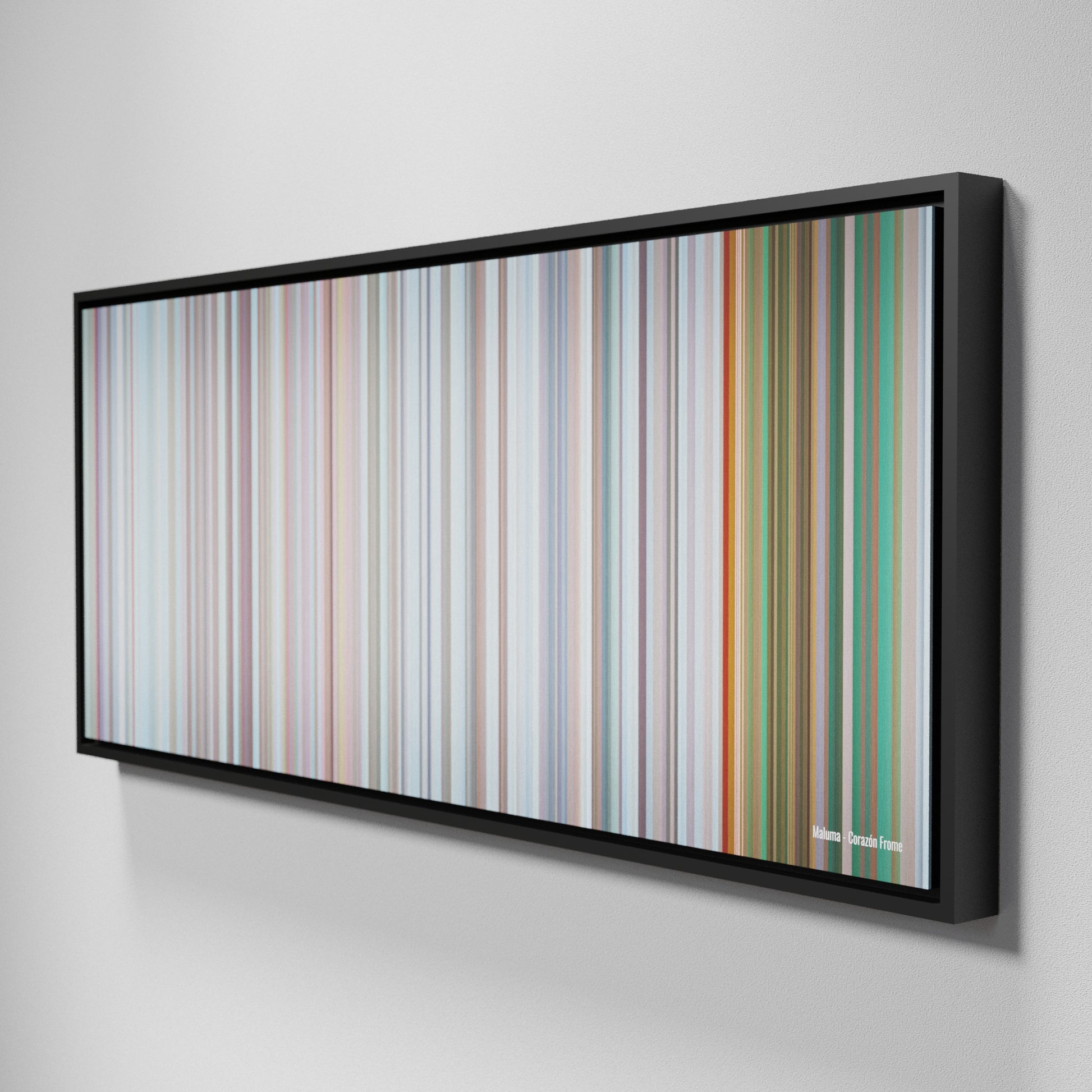 Side view of Framed Buff's of Maluma-Corazon Frome on the wall