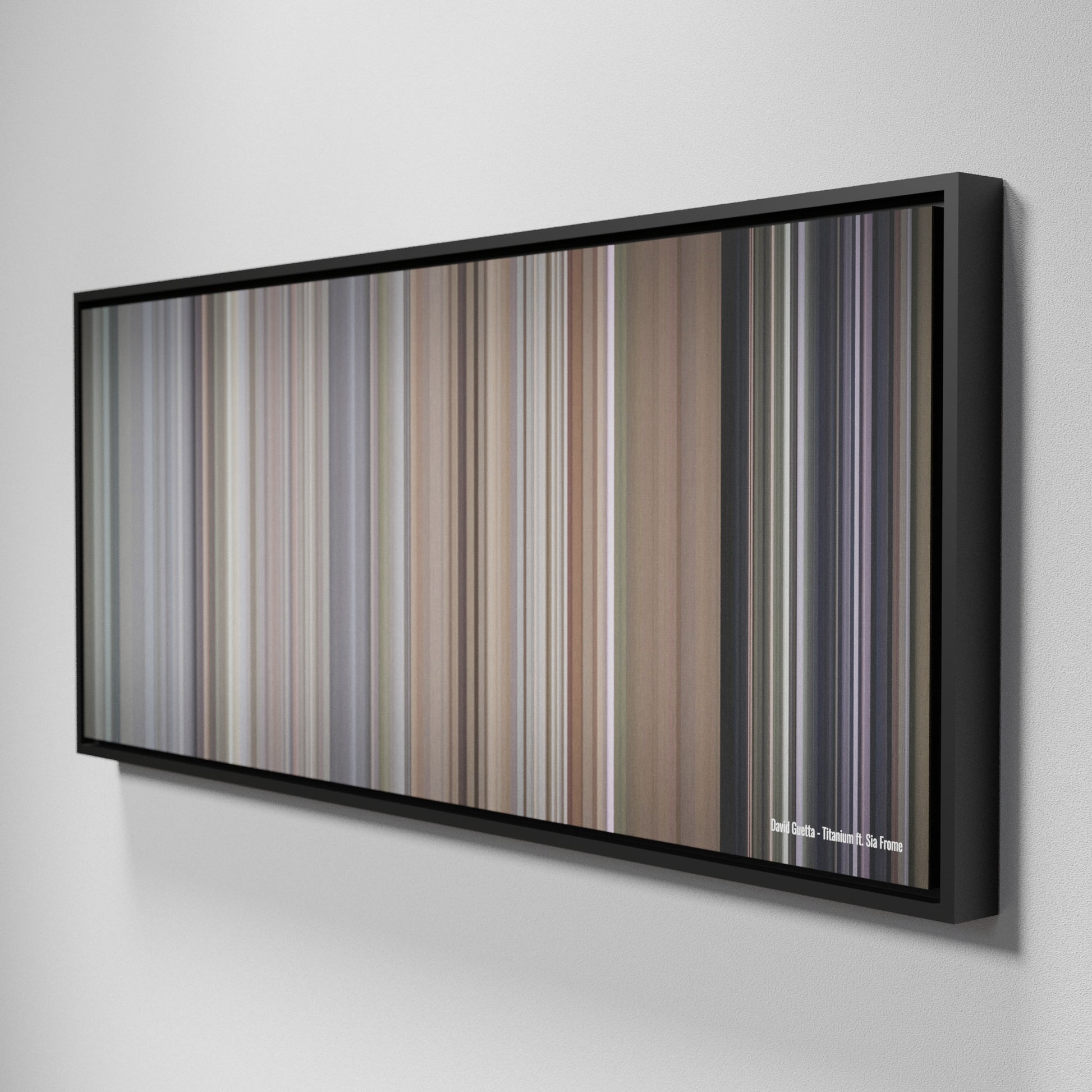 Side view of Framed Buff's of David-Guetta-Titanium Frome on the wall