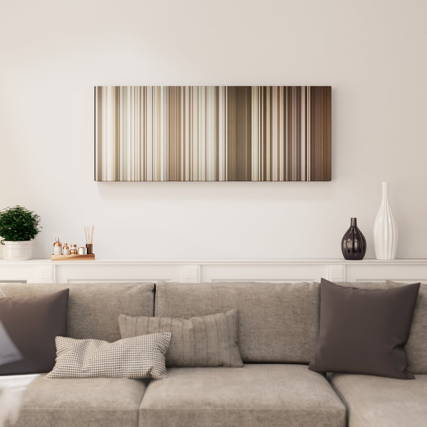 Living room interior with Carlos-Vives-Shakira-La-Bicicleta Frome on the wall