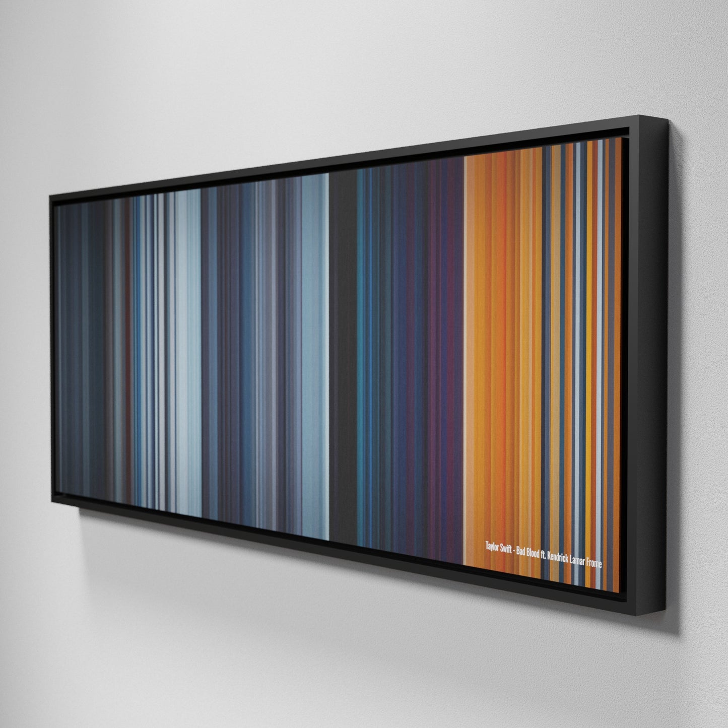 Side view of Framed Buff's of Taylor-Swift-Bad-Blood Frome on the wall