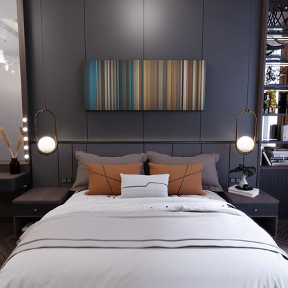 Bedroom interior with Bruno-Mars-24K-Magic Frome on the wall