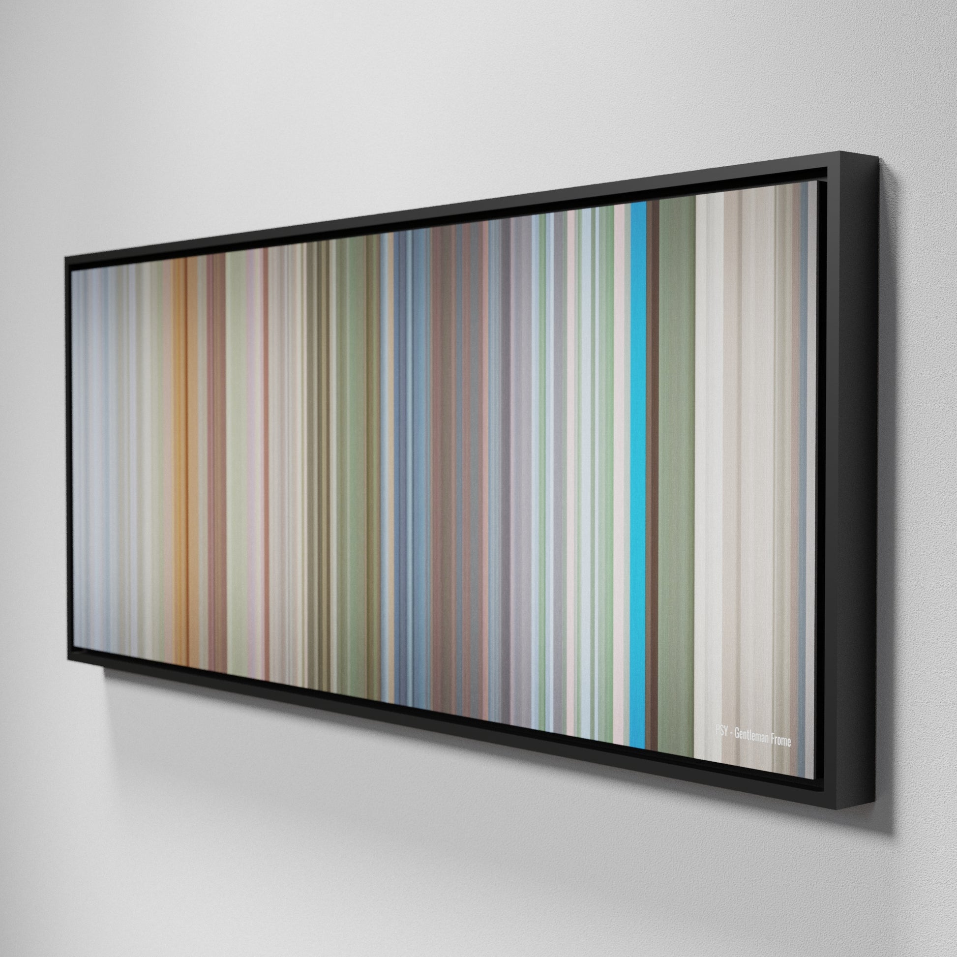 Side view of Framed Buff's of PSY-Gentleman Frome on the wall