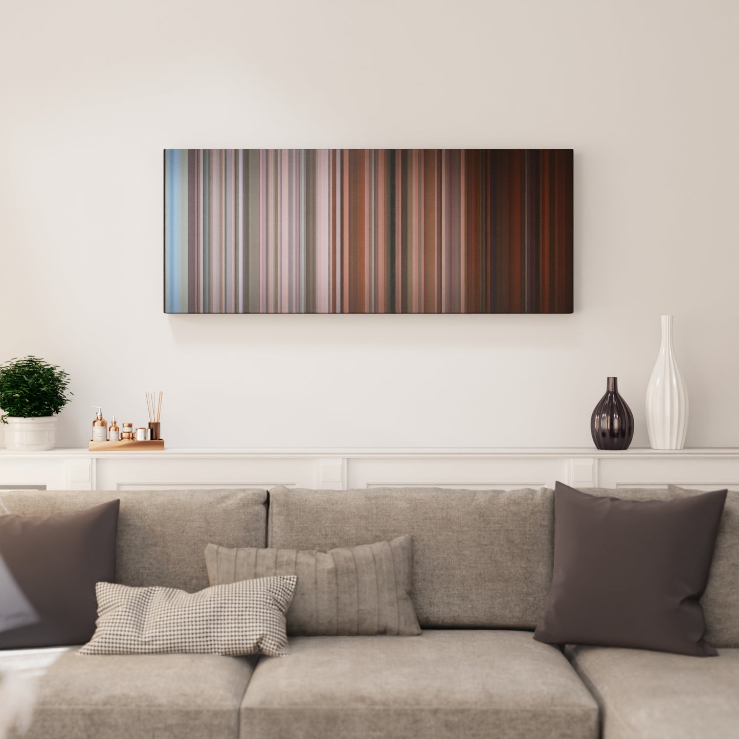 Living room interior with Los-Angeles-Azules-Nunca-Es-Suficiente Frome on the wall