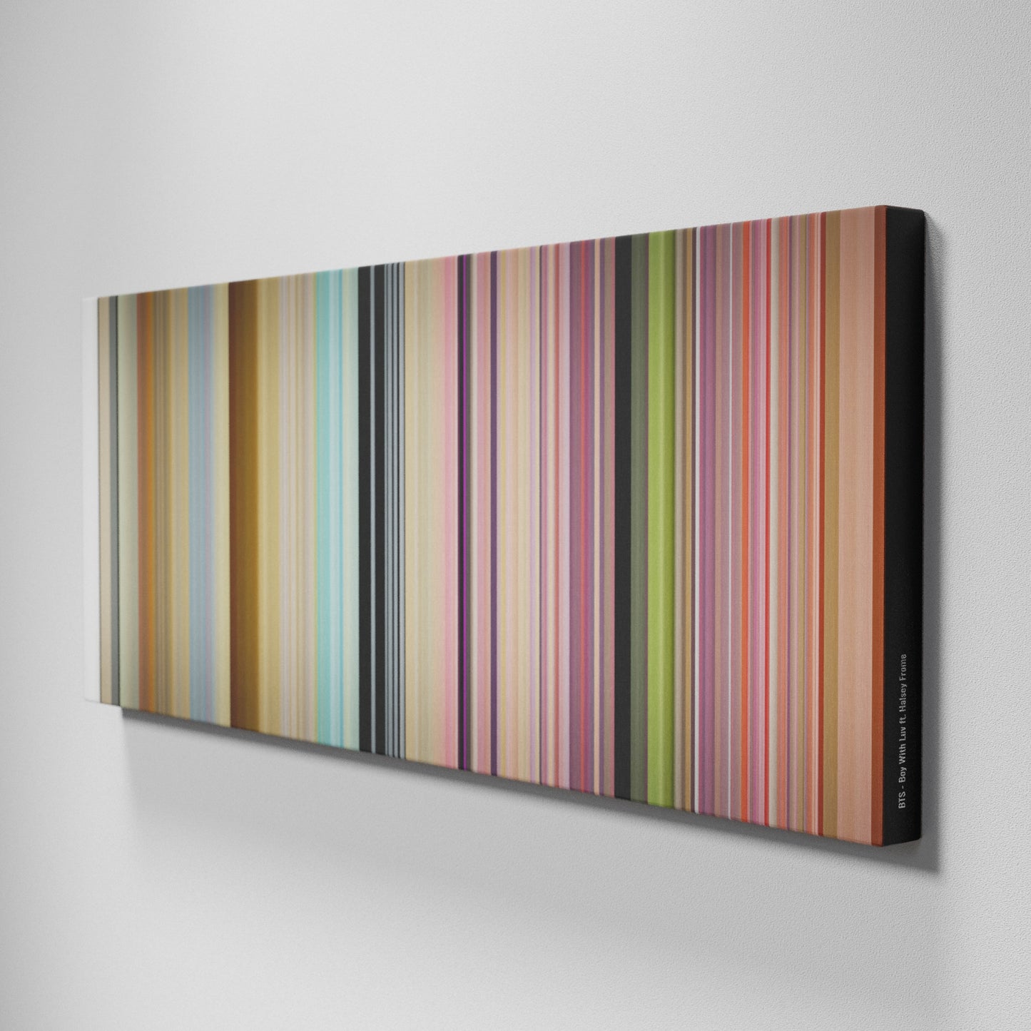 Side view of Buff's of BTS-Boy-With-Luv Frome on the wall