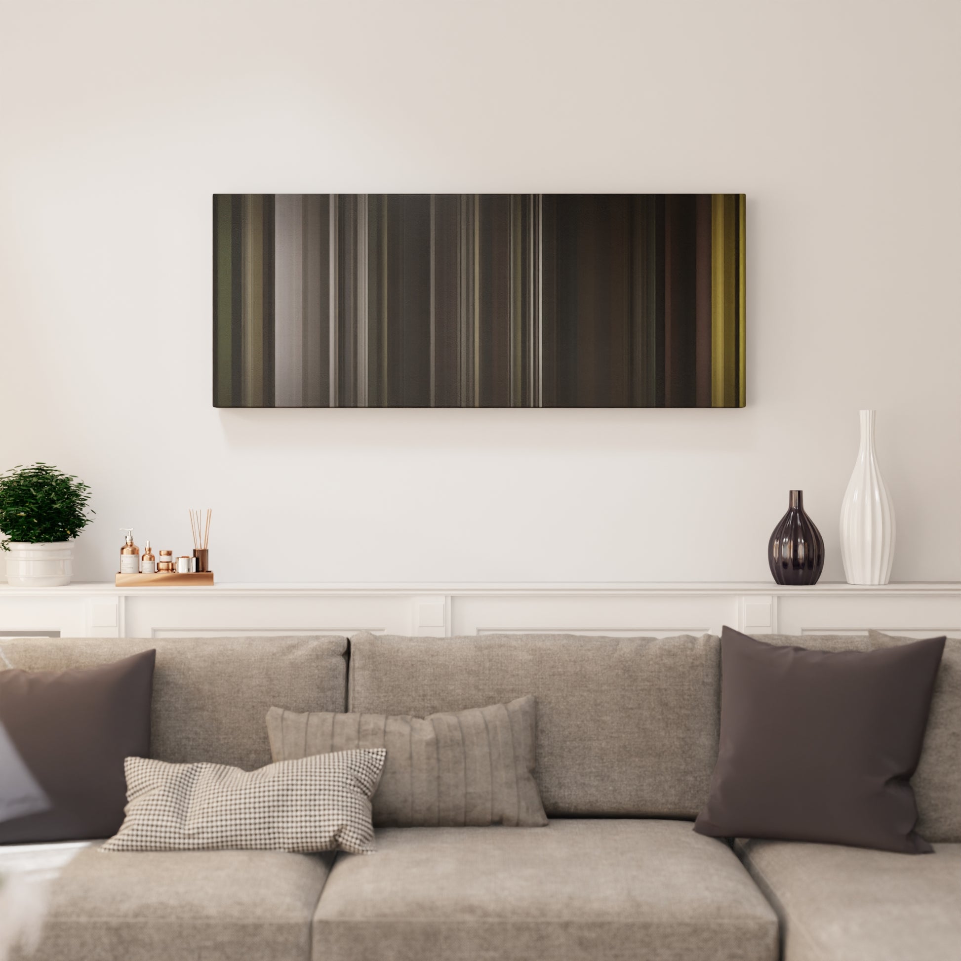 Living room interior with Shawn-Mendes-Stitches Frome on the wall