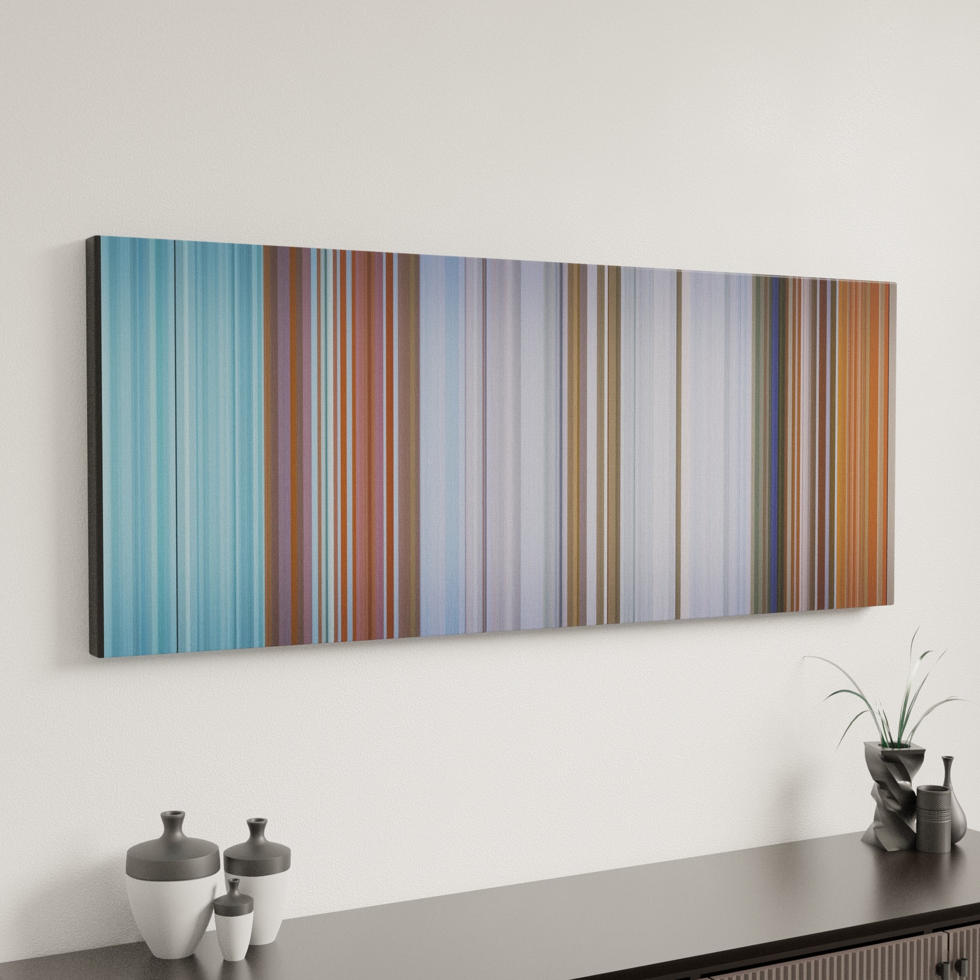 Minimal interior design with a-ha-Take-On-Me Frome on the wall