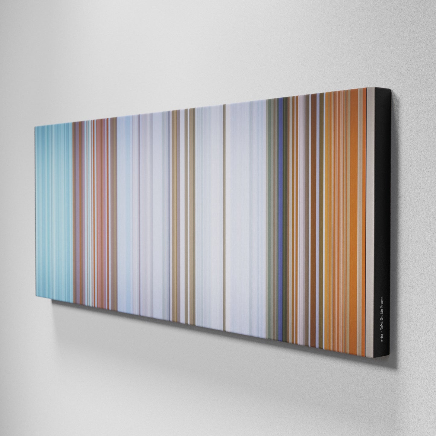 Side view of Buff's of a-ha-Take-On-Me Frome on the wall