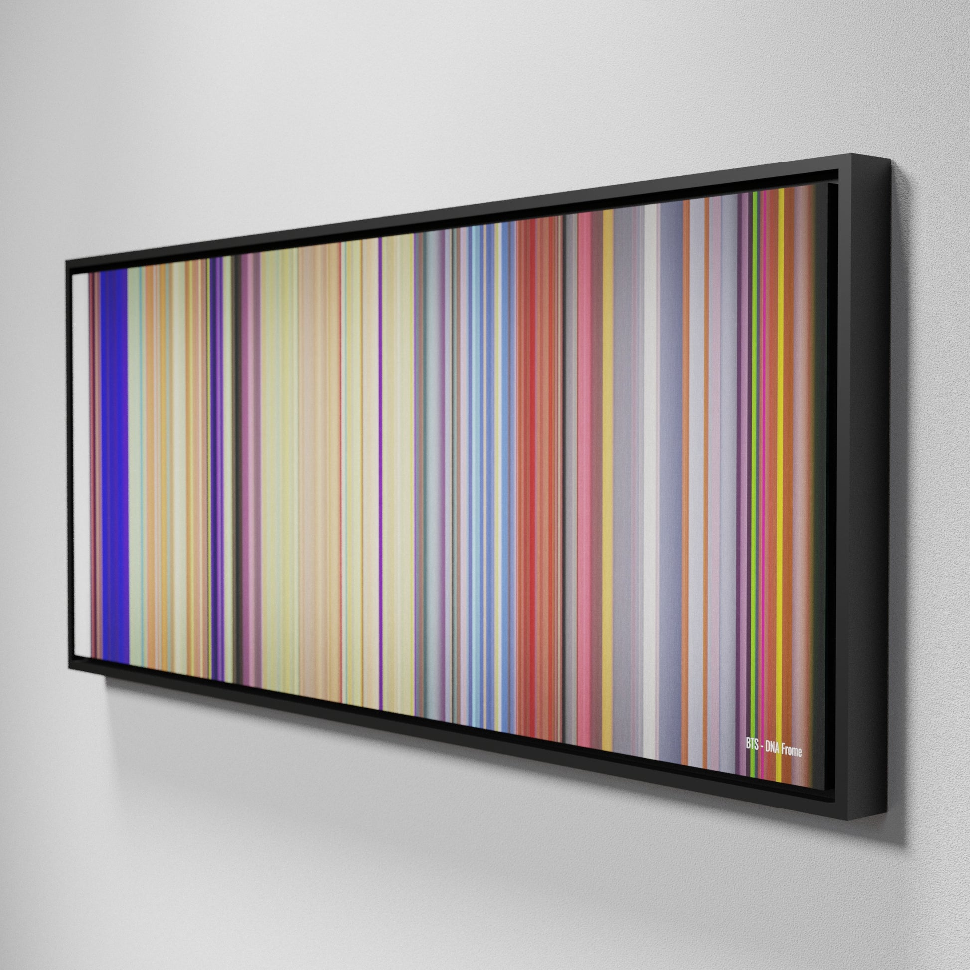 Side view of Framed Buff's of BTS-DNA Frome on the wall