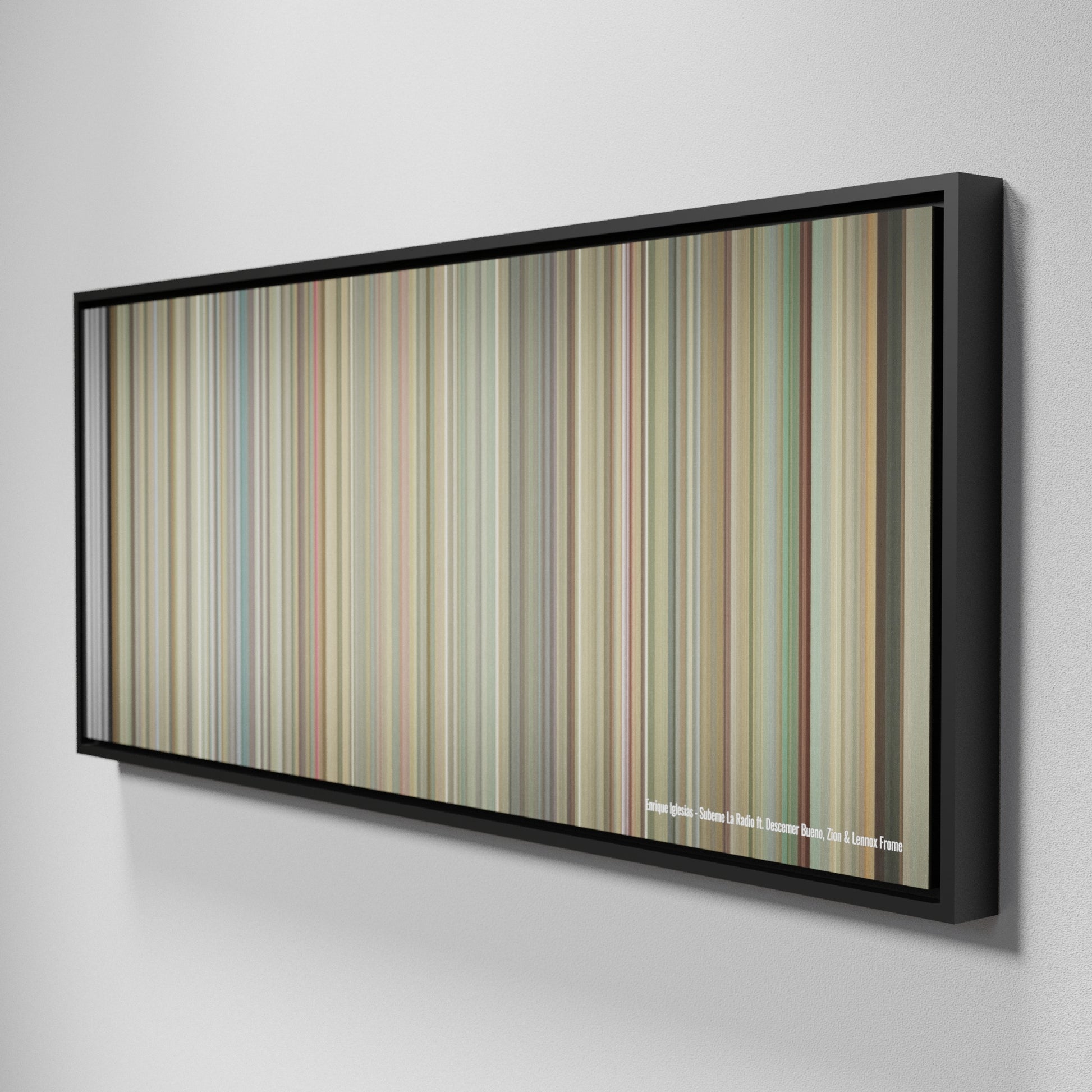 Side view of Framed Buff's of Enrique-Iglesias-Subeme-La-Radio Frome on the wall