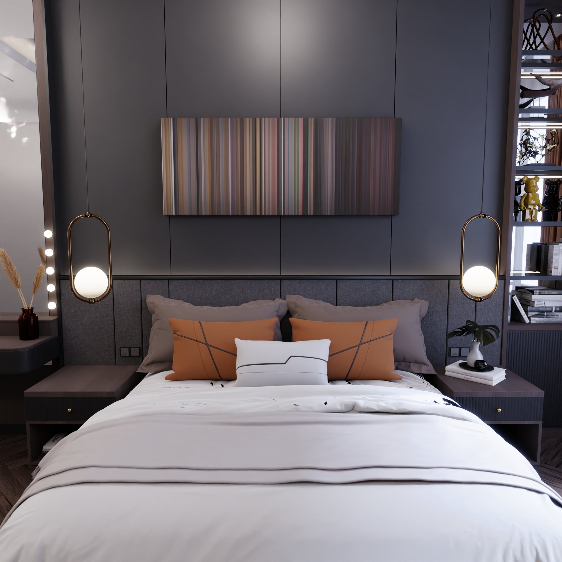 Bedroom interior with Nicky-Jam-El-Amante Frome on the wall