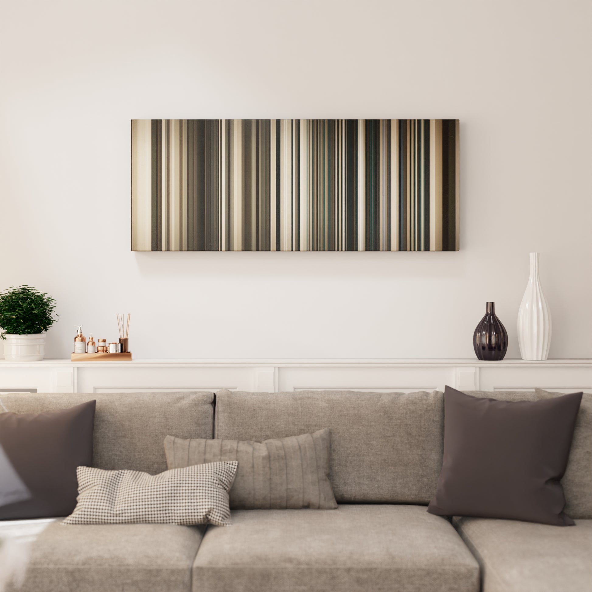 Living room interior with Pnk-Just-Give-Me-A-Reason Frome on the wall