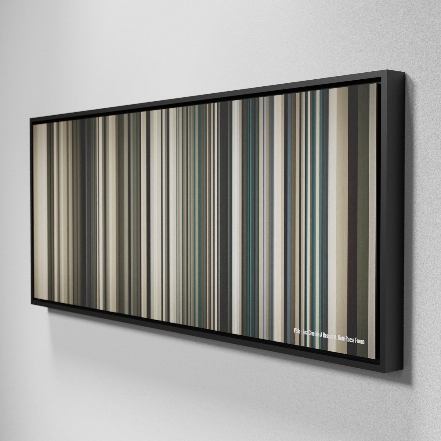 Side view of Framed Buff's of Pnk-Just-Give-Me-A-Reason Frome on the wall