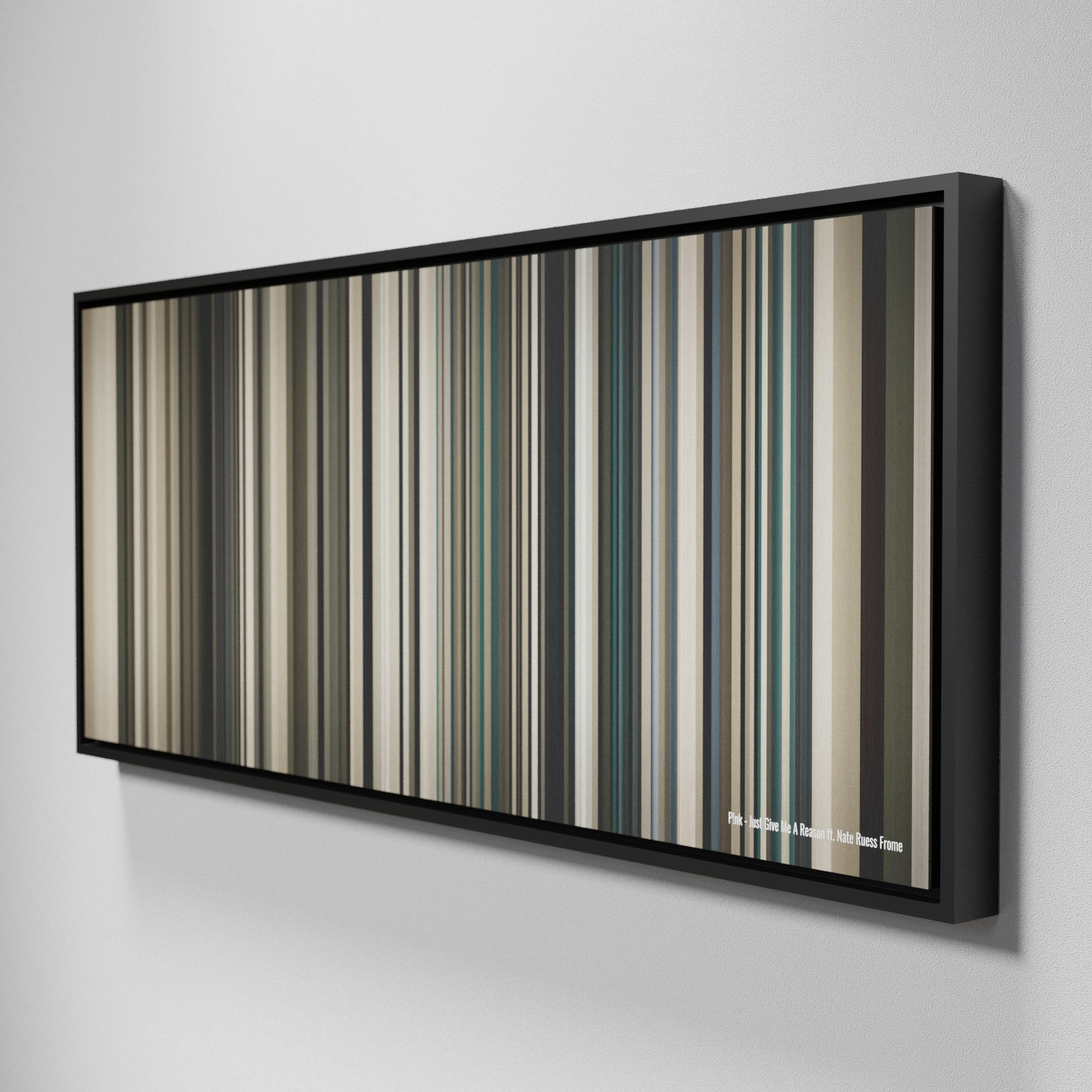 Side view of Framed Buff's of Pnk-Just-Give-Me-A-Reason Frome on the wall