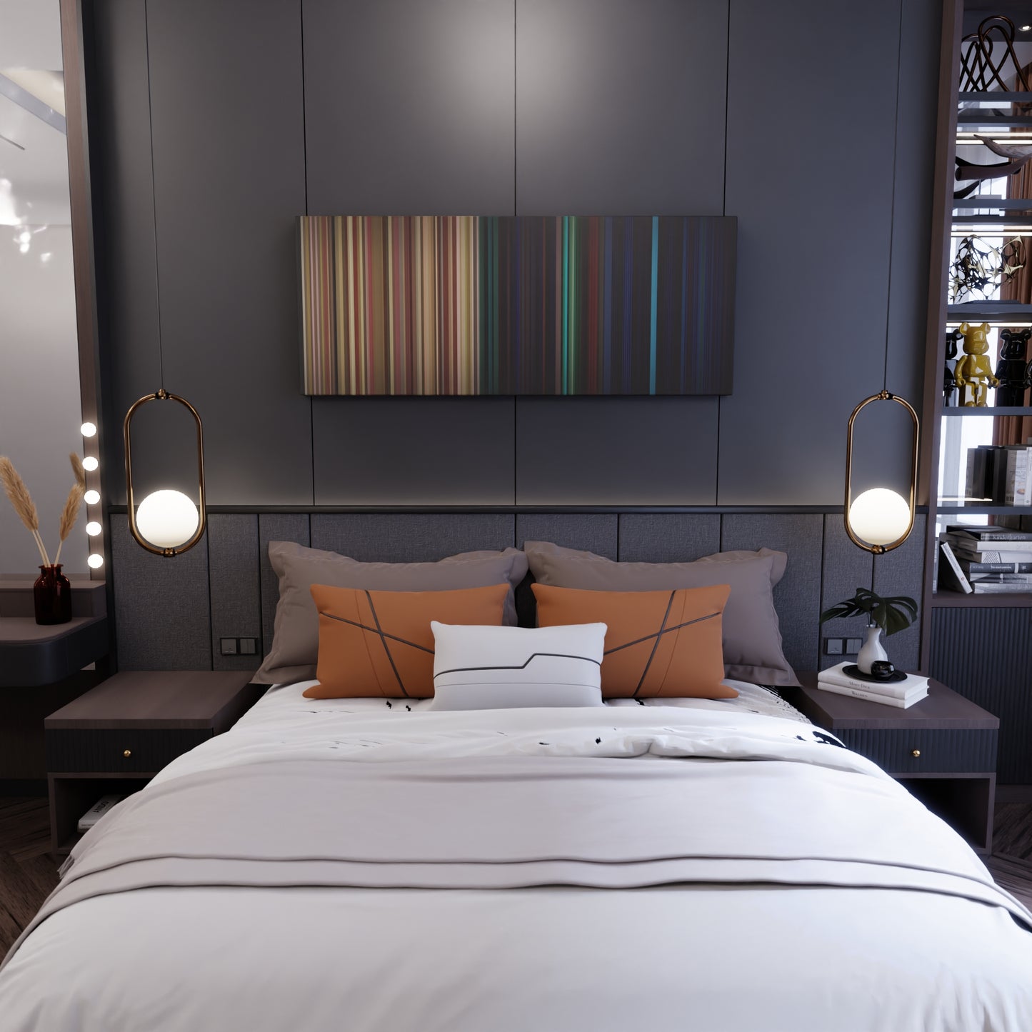 Bedroom interior with Nicky-Jam-y-Enrique-Iglesias-21-El-Perdon Frome on the wall